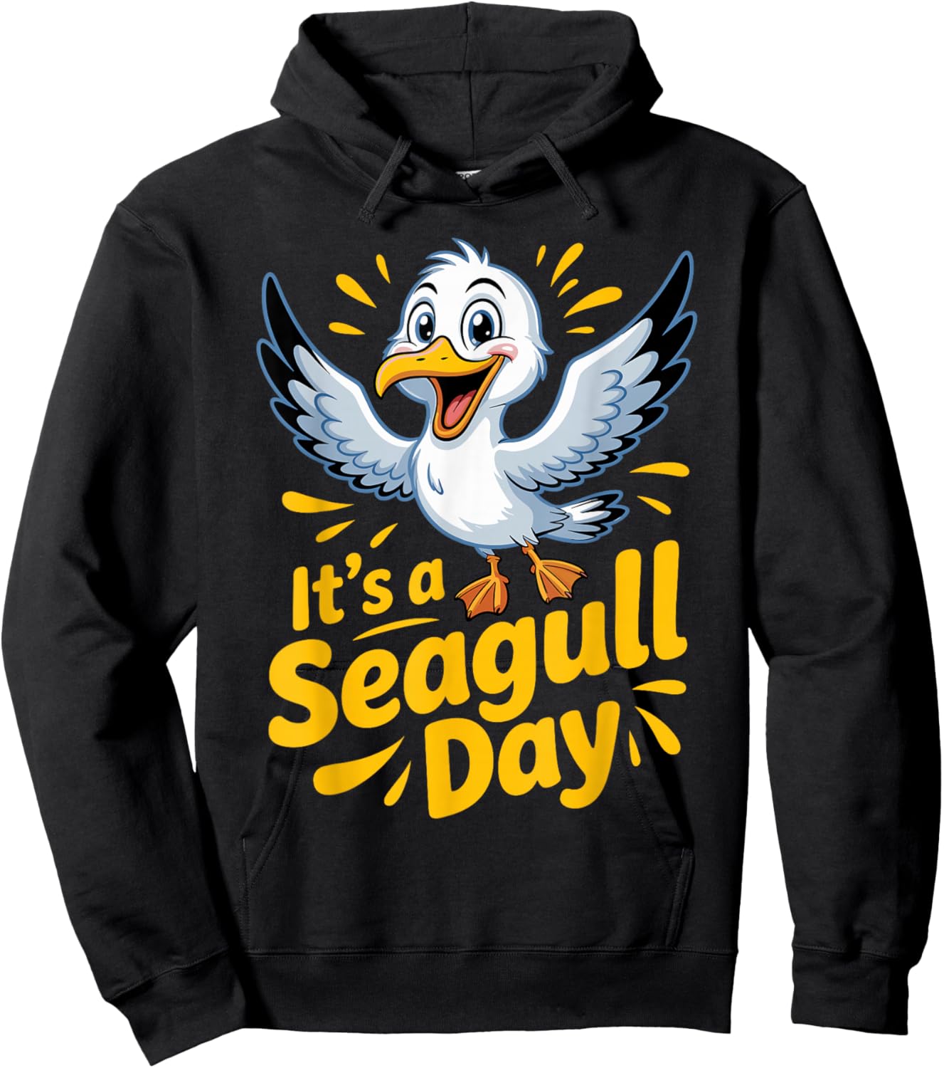 Bold Laridae Cheerful Classic Unique Modern Vintage Seagull Hoodie - Hoodie | Black