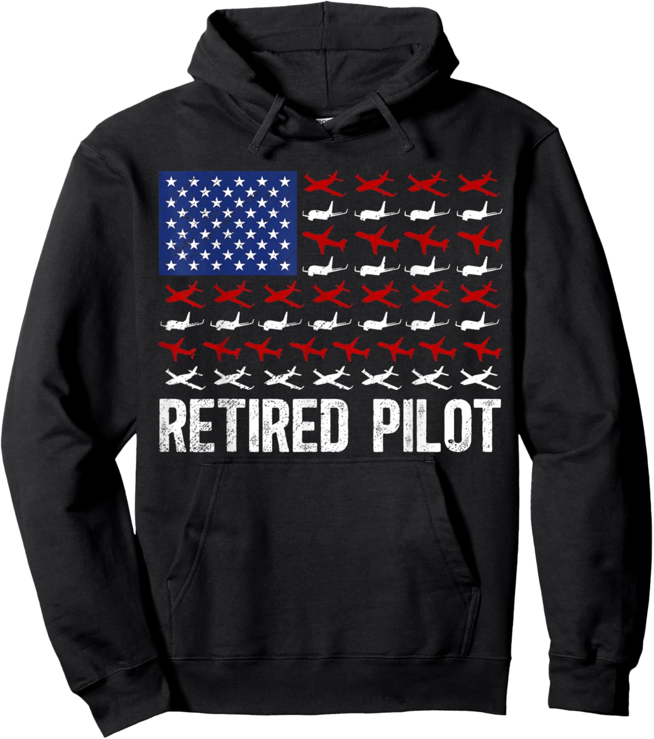 Retired Pilot US Flag Retirement Pilot Retirement Hoodie - Hoodie | Black