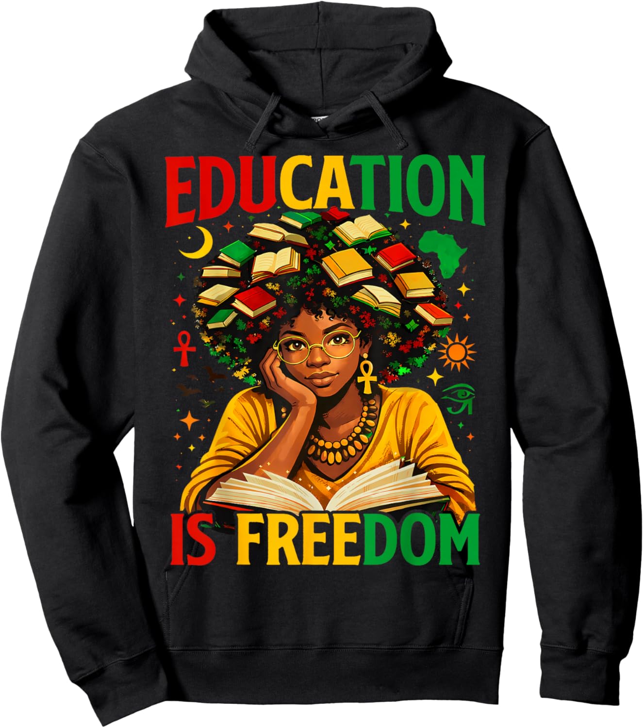Education is Freedom Black Teacher Books Black History Month Hoodie - Hoodie | Black