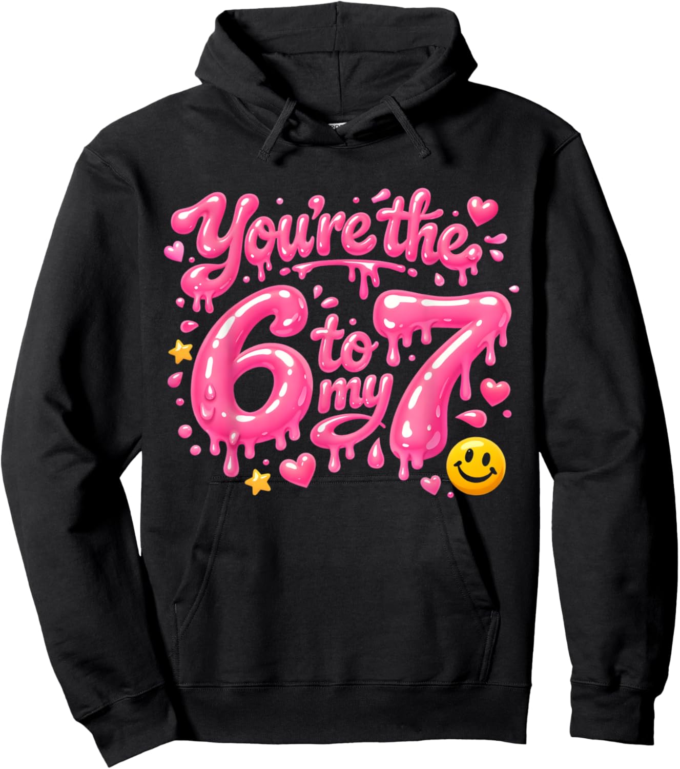 You're The 6 to My 7 Cute Retro Aesthetic Couple Quote Hoodie - Hoodie | Black