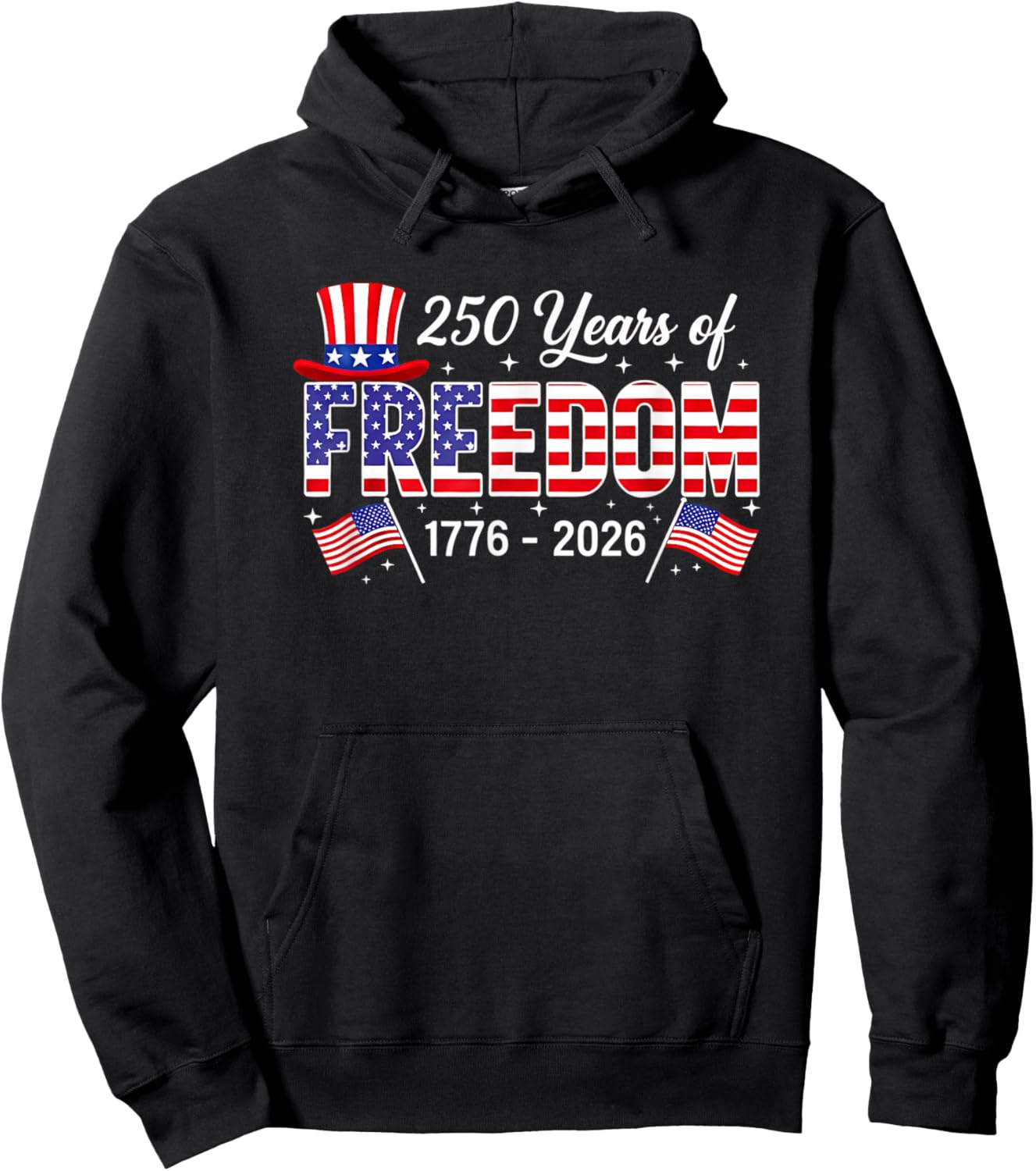 250 Years American 1776 2026 250th USA Birthday 4th of July Hoodie - Hoodie | Black