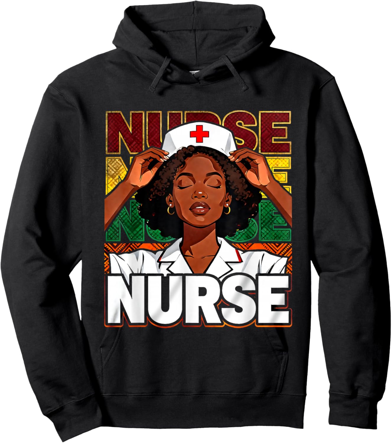 Afro Black Nurse Pride African Pattern RN LPN CNA Hoodie - Hoodie | Black
