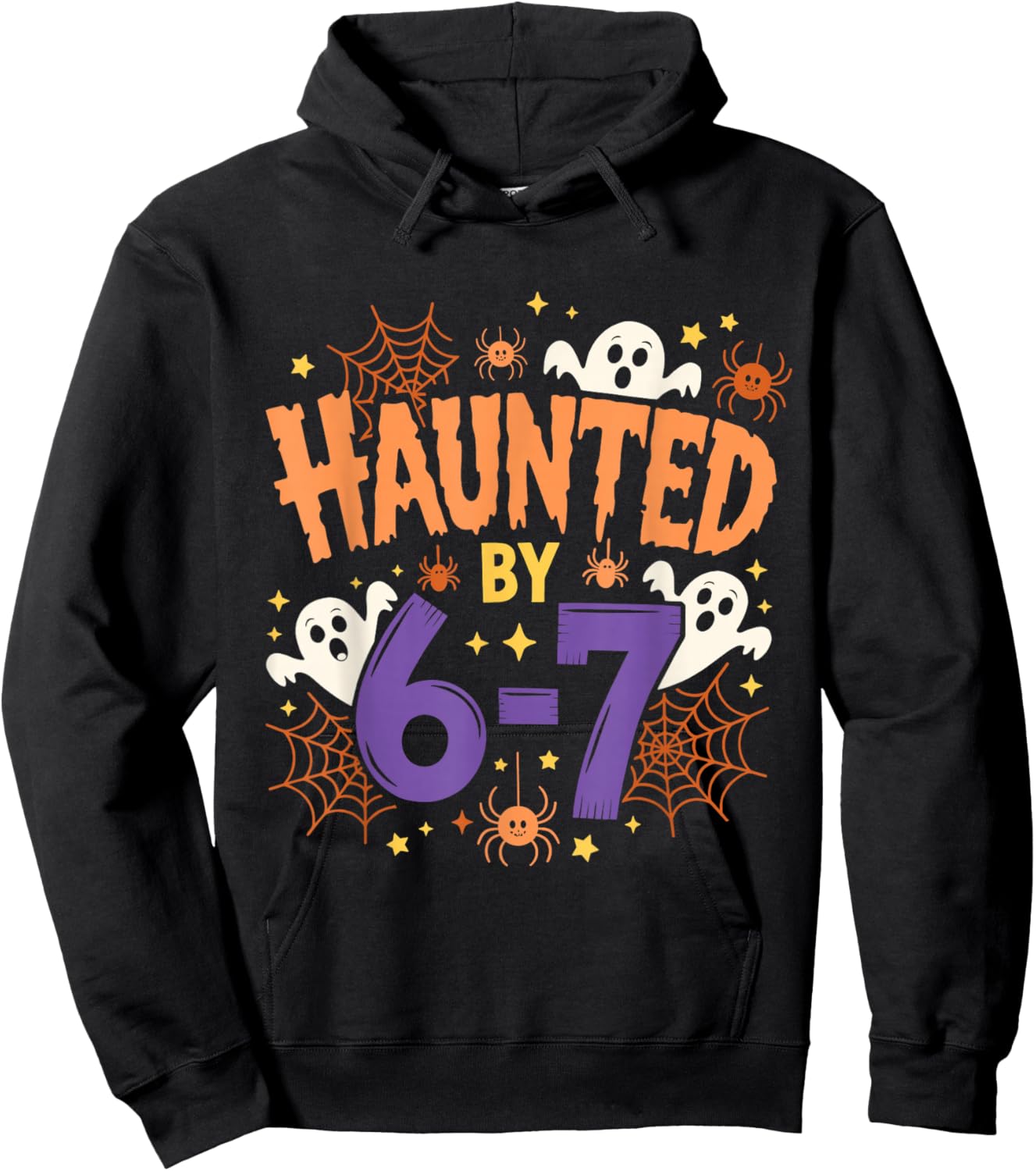 Haunted by 6-7 Halloween Funny Ghosts and Spiders Boy Girl Hoodie - Hoodie | Black