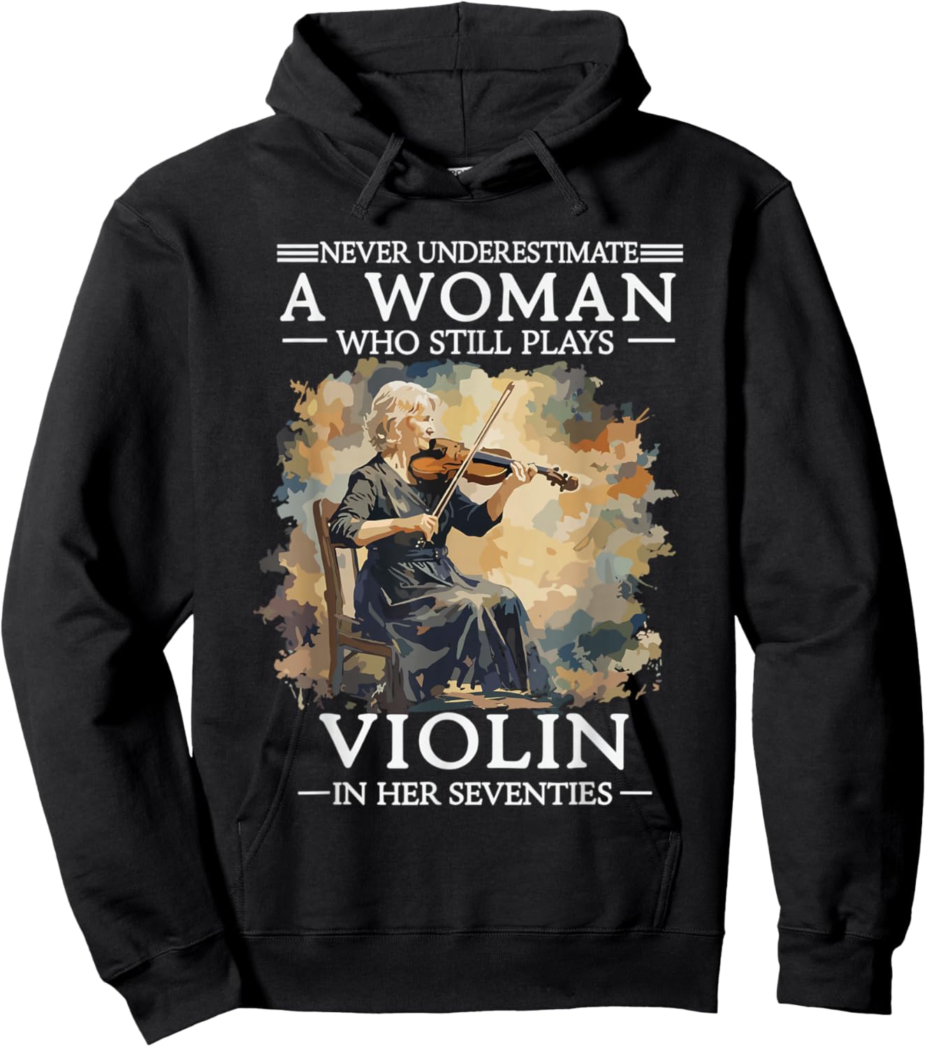 Never Underestimate A Woman Who Still Plays Violin in 70s Hoodie - Hoodie | Black