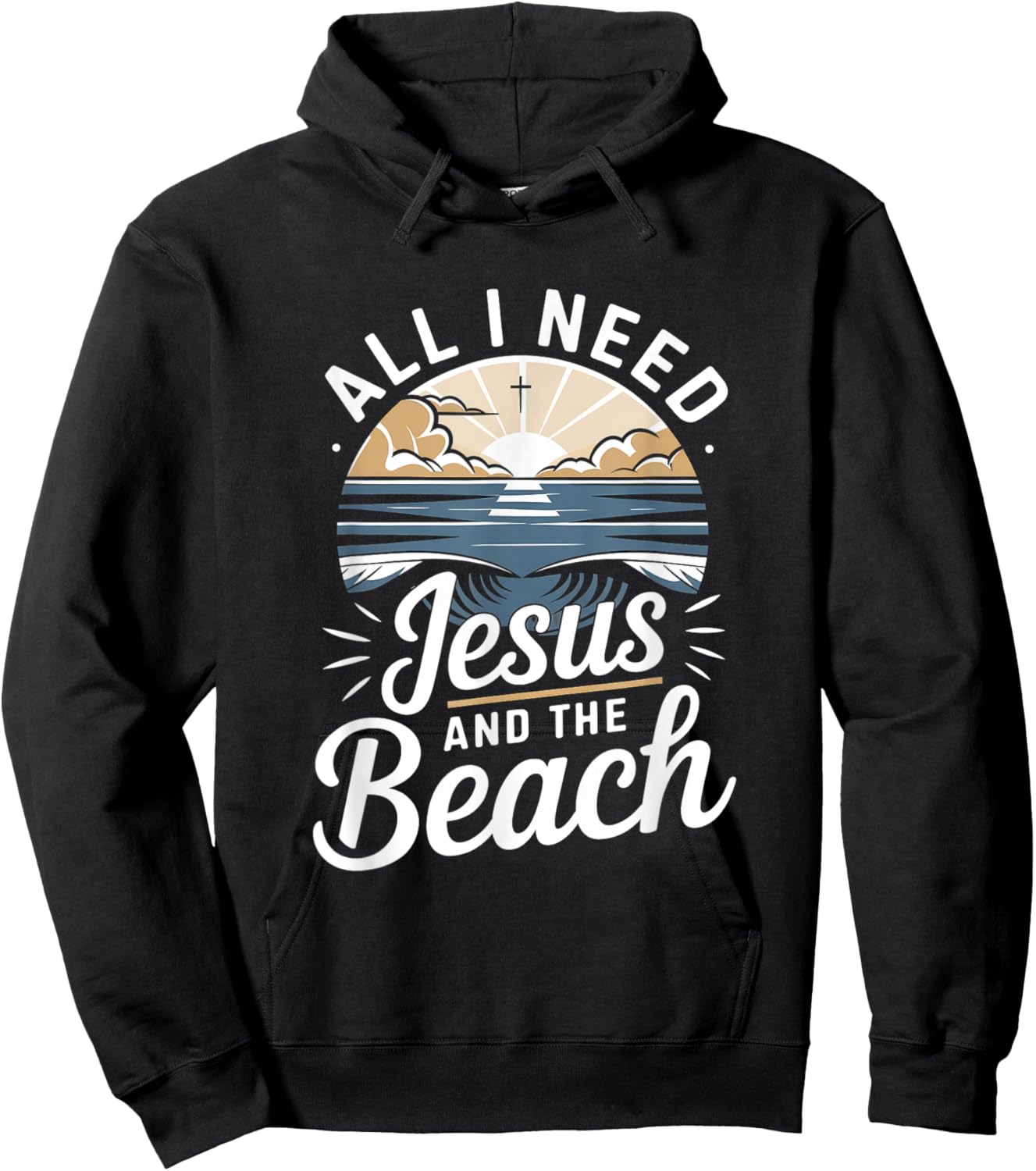 All I Need Jesus and The Beach Funny Christian Sun Vacation Hoodie - Hoodie | Black