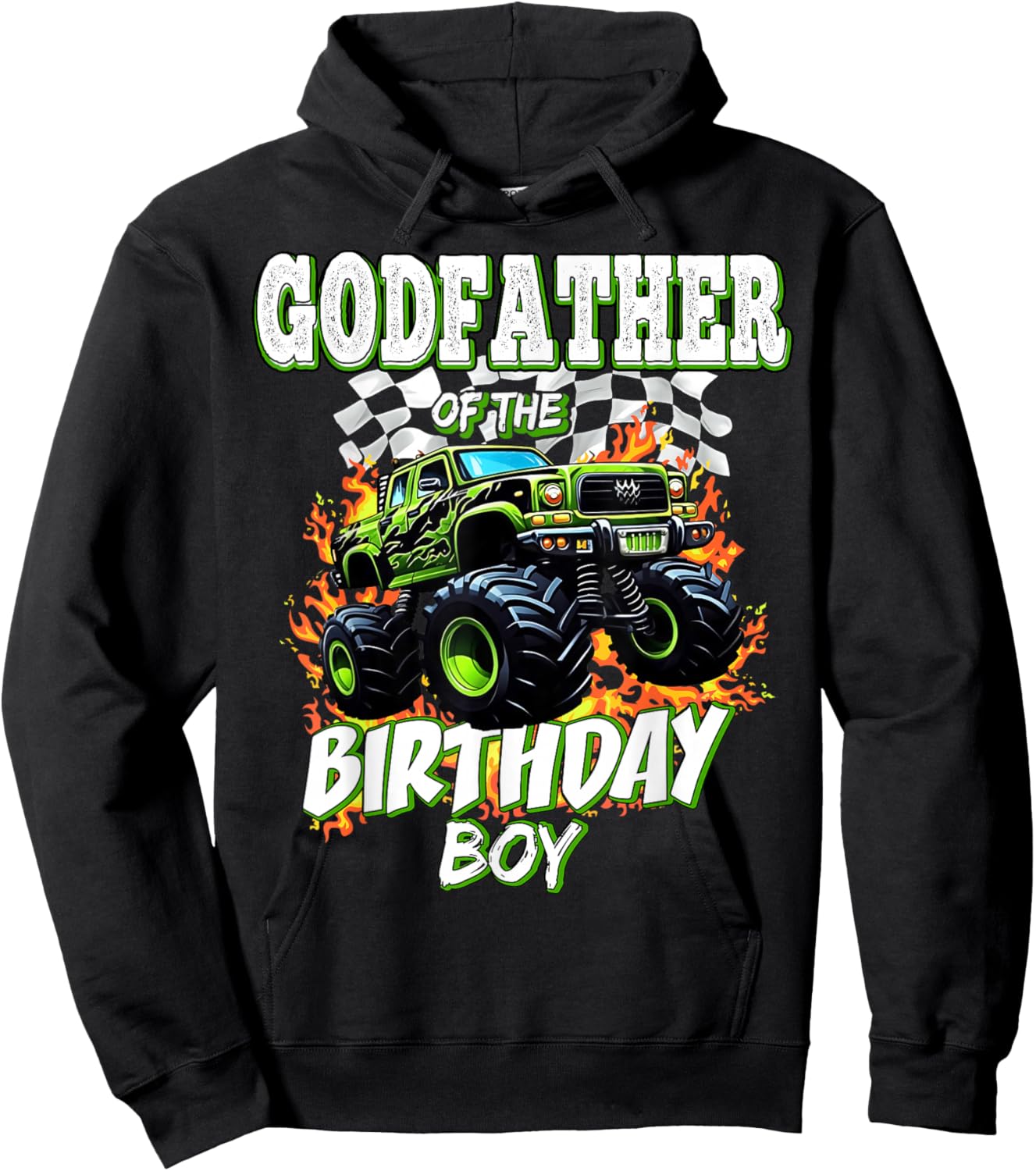 Godfather of The Birthday Boy Monster Truck Birthday Kids Hoodie - Hoodie | Black