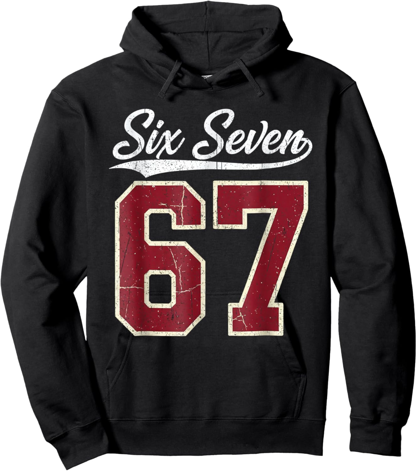 Six Seven Meme Boys Girls Kids 67 Baseball Jersey Hoodie - Hoodie | Black