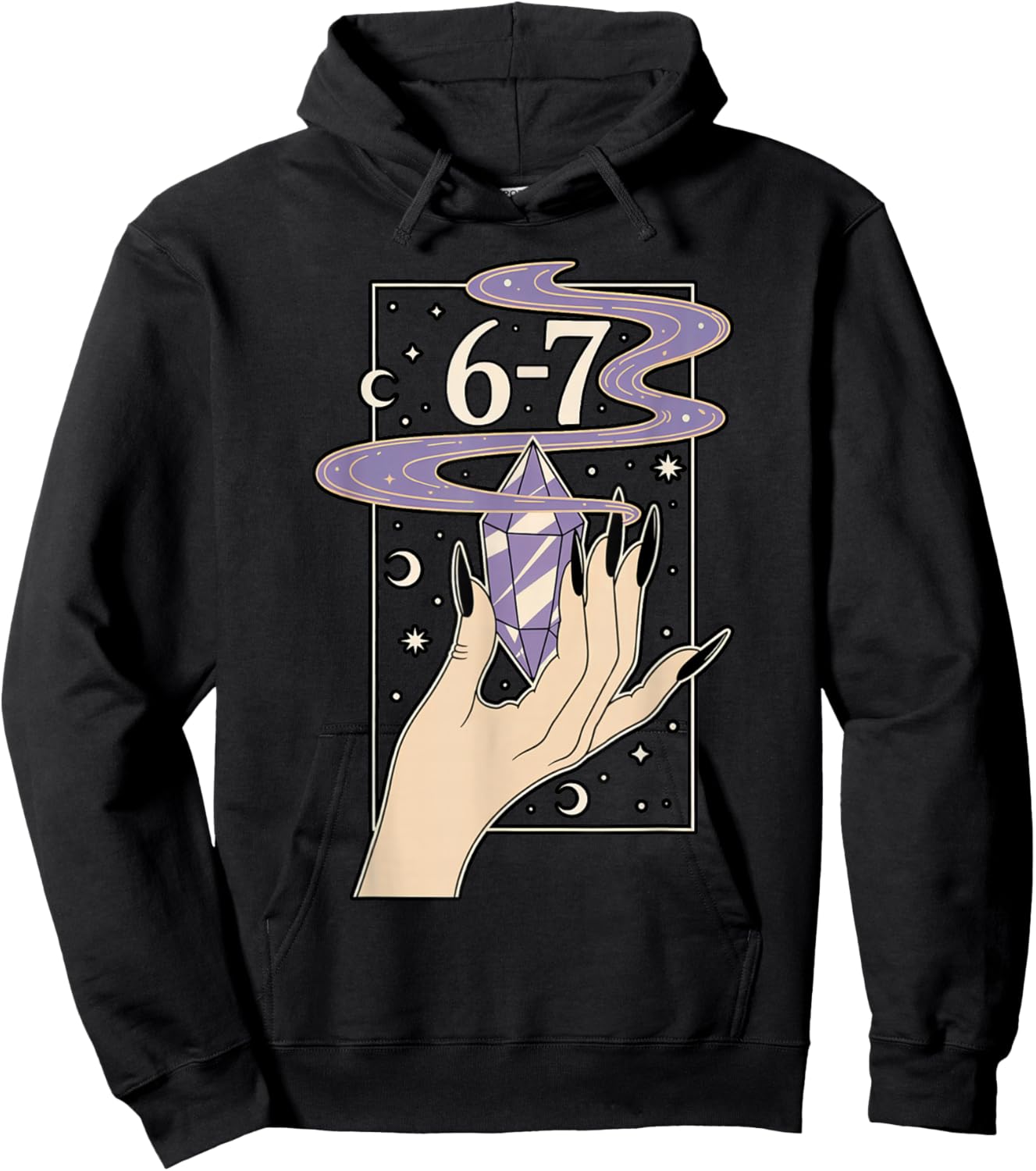 6-7 Meme Witch Hand Crystal Halloween Women Girls Hoodie - Hoodie | Black