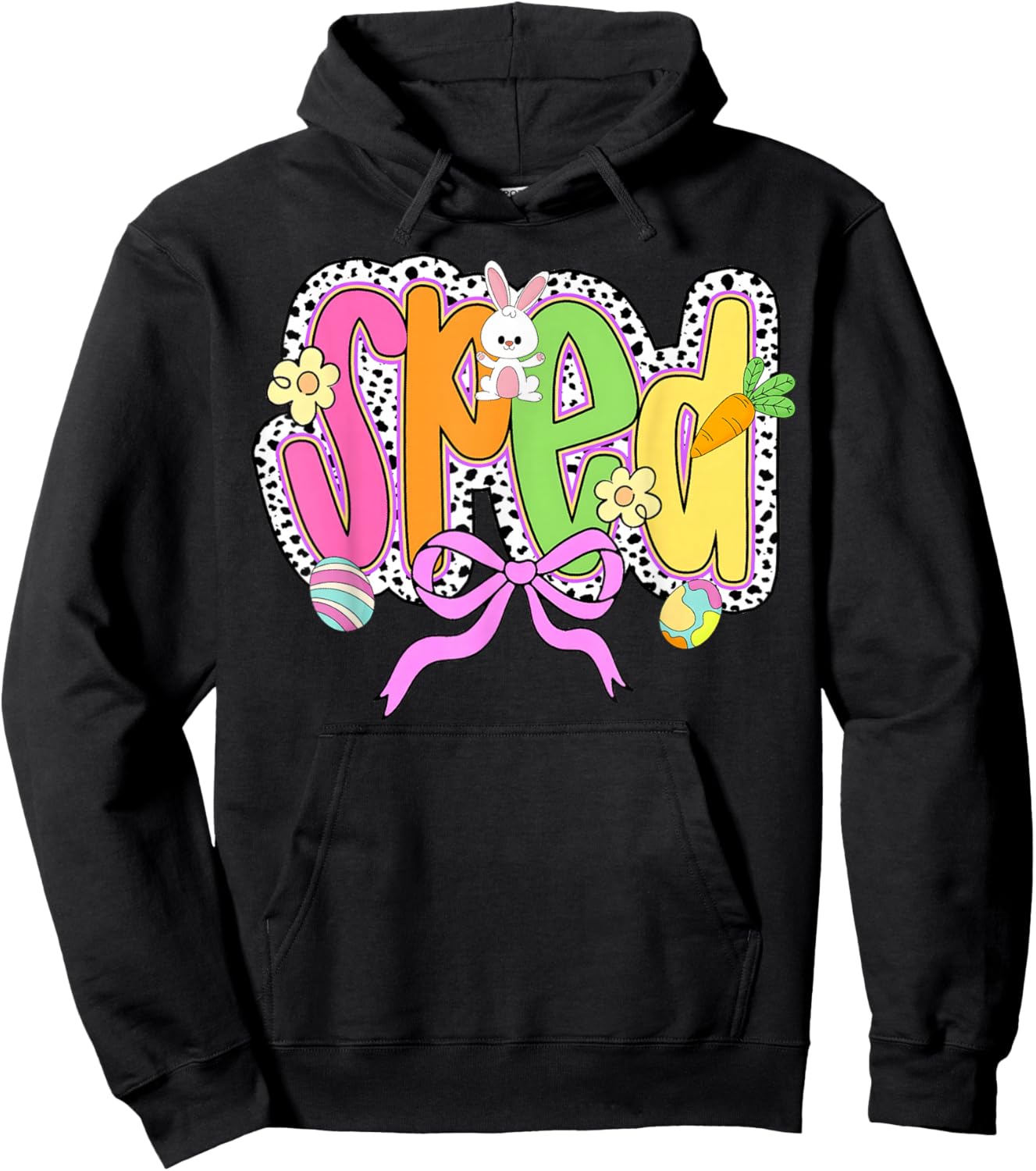 Happy Easter SPED Coquette Bow Bunny Eggs Women Hoodie - Hoodie | Black