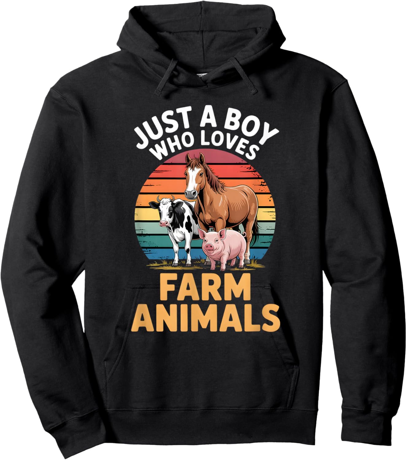 Boys Farm Animal Hoodie - Hoodie | Black