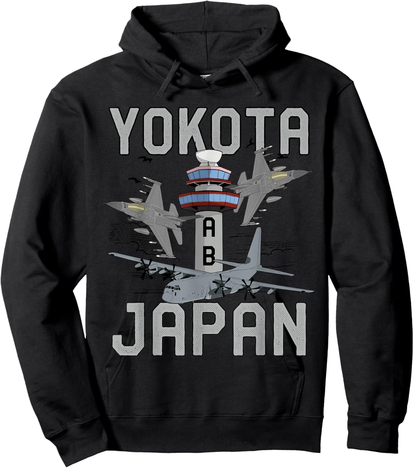 Yokota Air Base Japan C-130 Hercules Airlift Wing Veteran Hoodie - Hoodie | Black