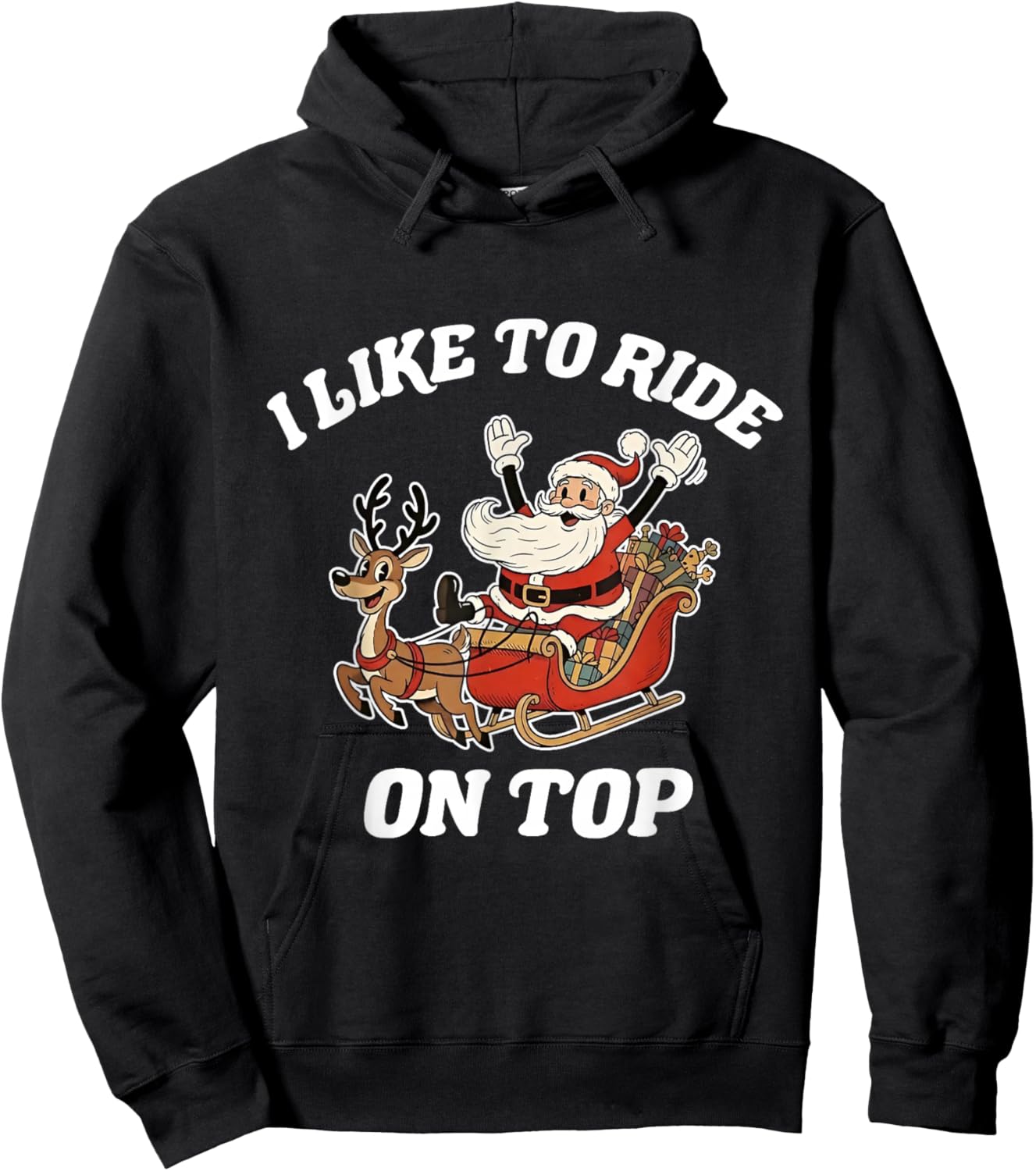 I Like to Ride On Top Funny Santa Couple Matching Christmas Hoodie - Hoodie | Black