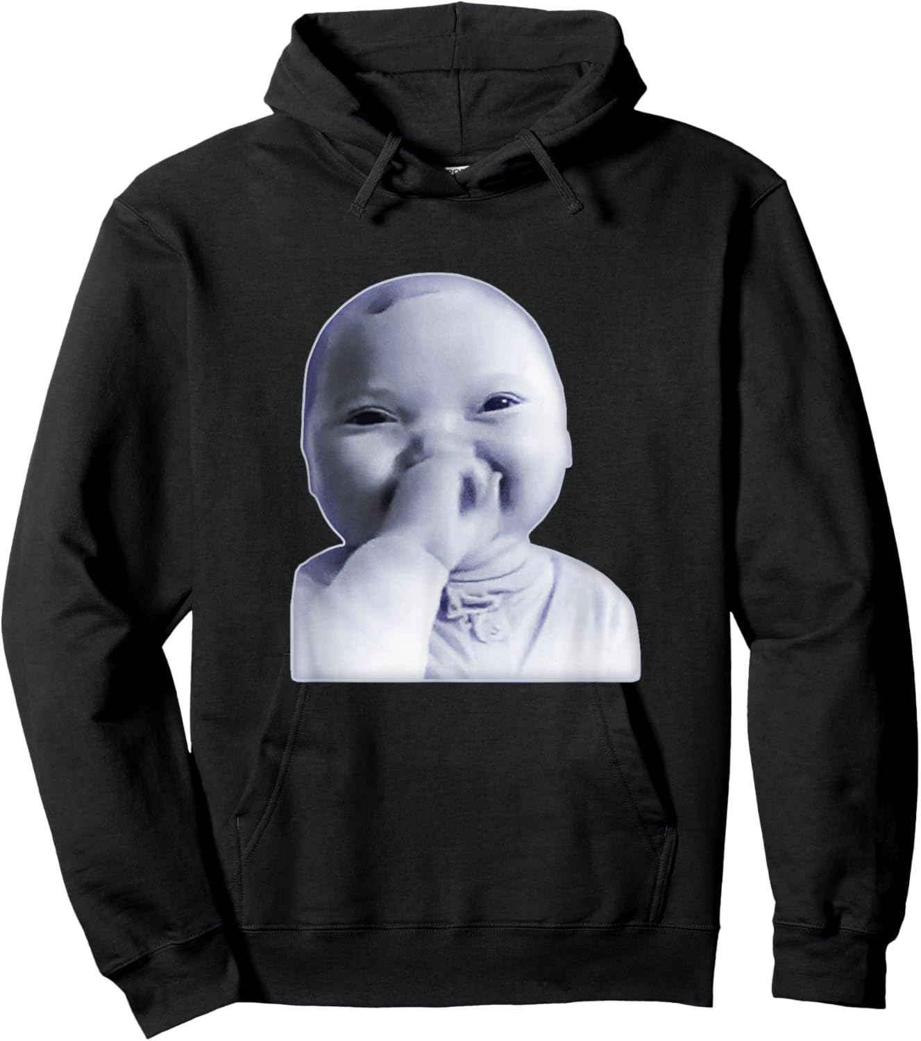 AI Baby Holding Laugh Retro Hoodie - Hoodie | Black