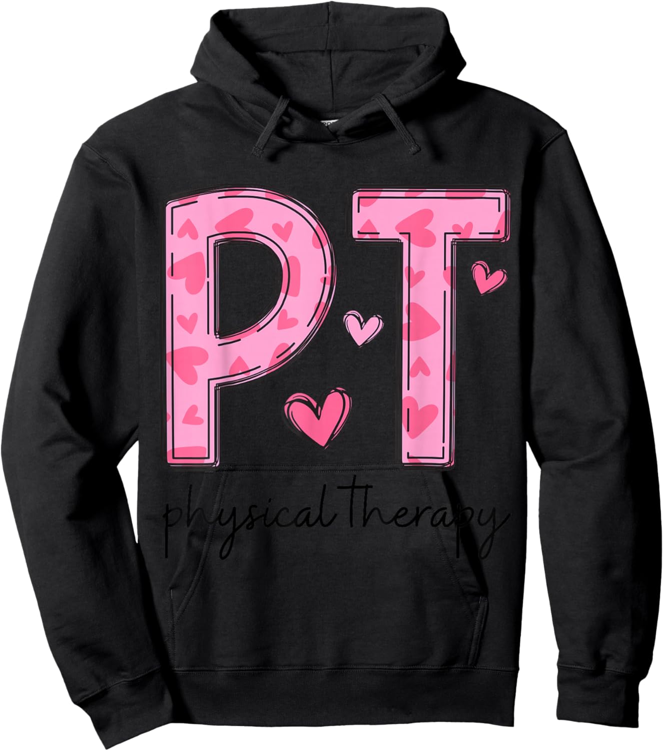 Physical Therapist PT Valentine Heart Design Hoodie - Hoodie | Black