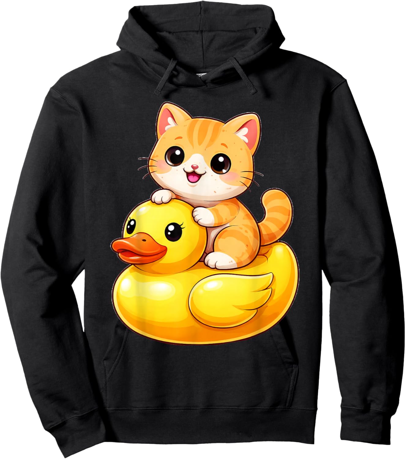 Cute Orange Cat Rubber Duck Hoodie - Hoodie | Black