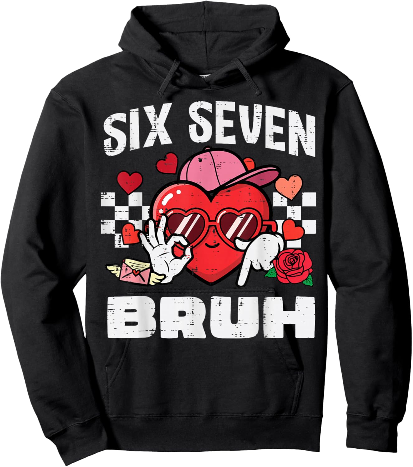 6 7 Valentines Day Six Seven Bruh 67 Meme Kids Boys Youth Hoodie - Hoodie | Black