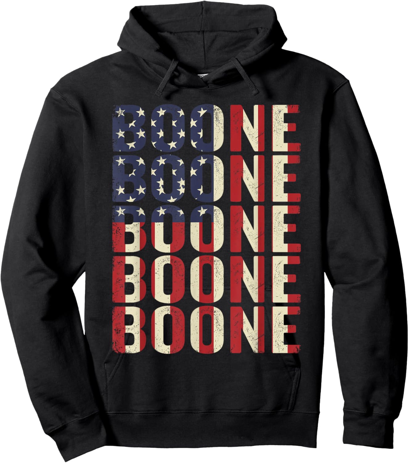 Boone American Flag Distressed Vintage Hoodie - Hoodie | Black