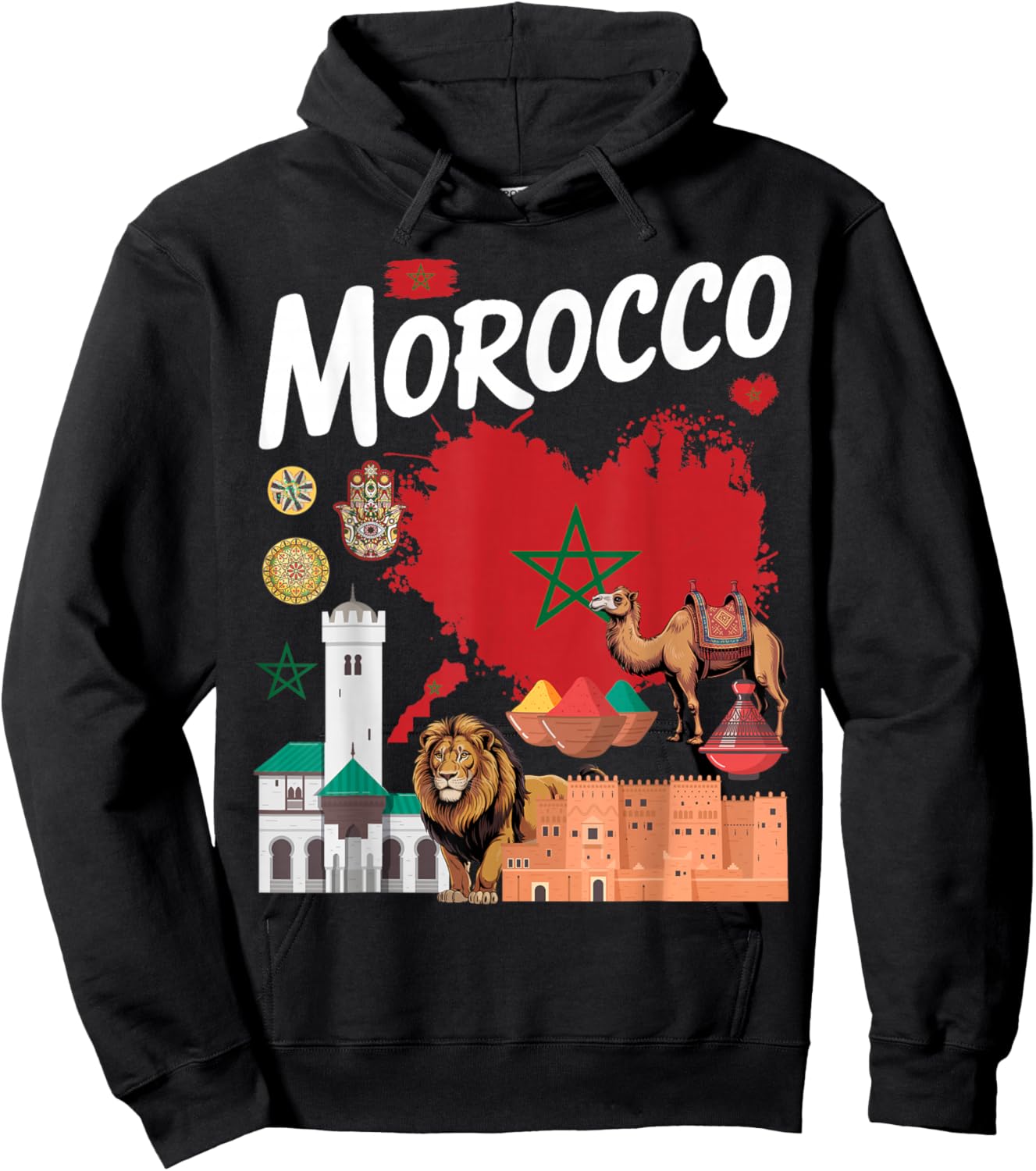 Morocco Flag Outfit Idea for Kids Maroc Moroccan Themed Hoodie - Hoodie | Black