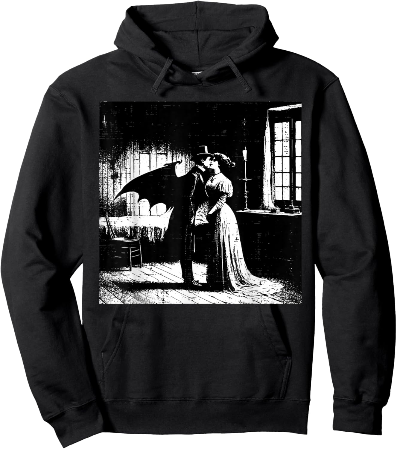 Halloween Vampire Kissing Woman Vintage Costume Men Women Hoodie - Hoodie | Black