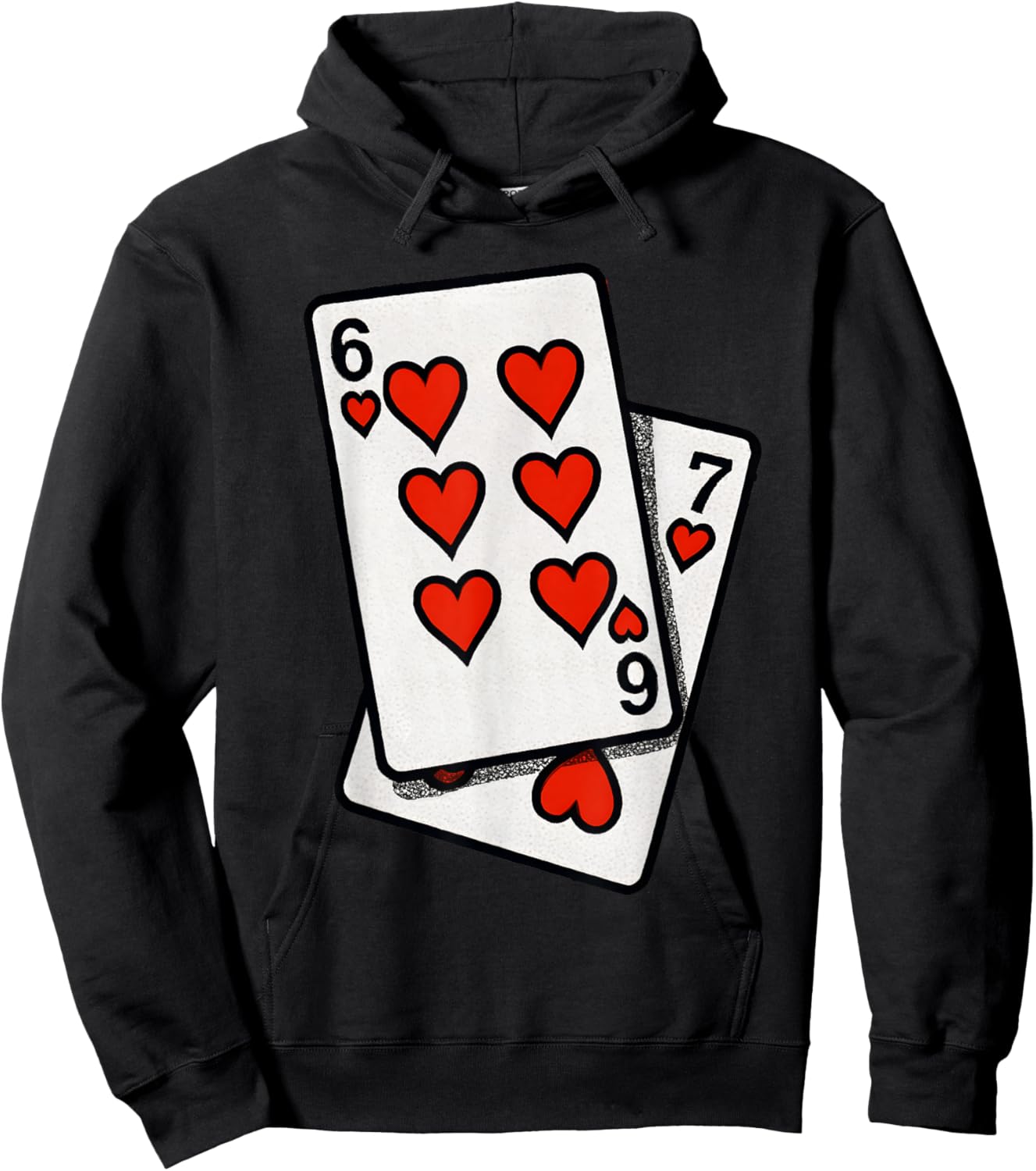 Funny Six Seven 6-7 Playing Cards Hearts Valentines Day 67 Hoodie - Hoodie | Black
