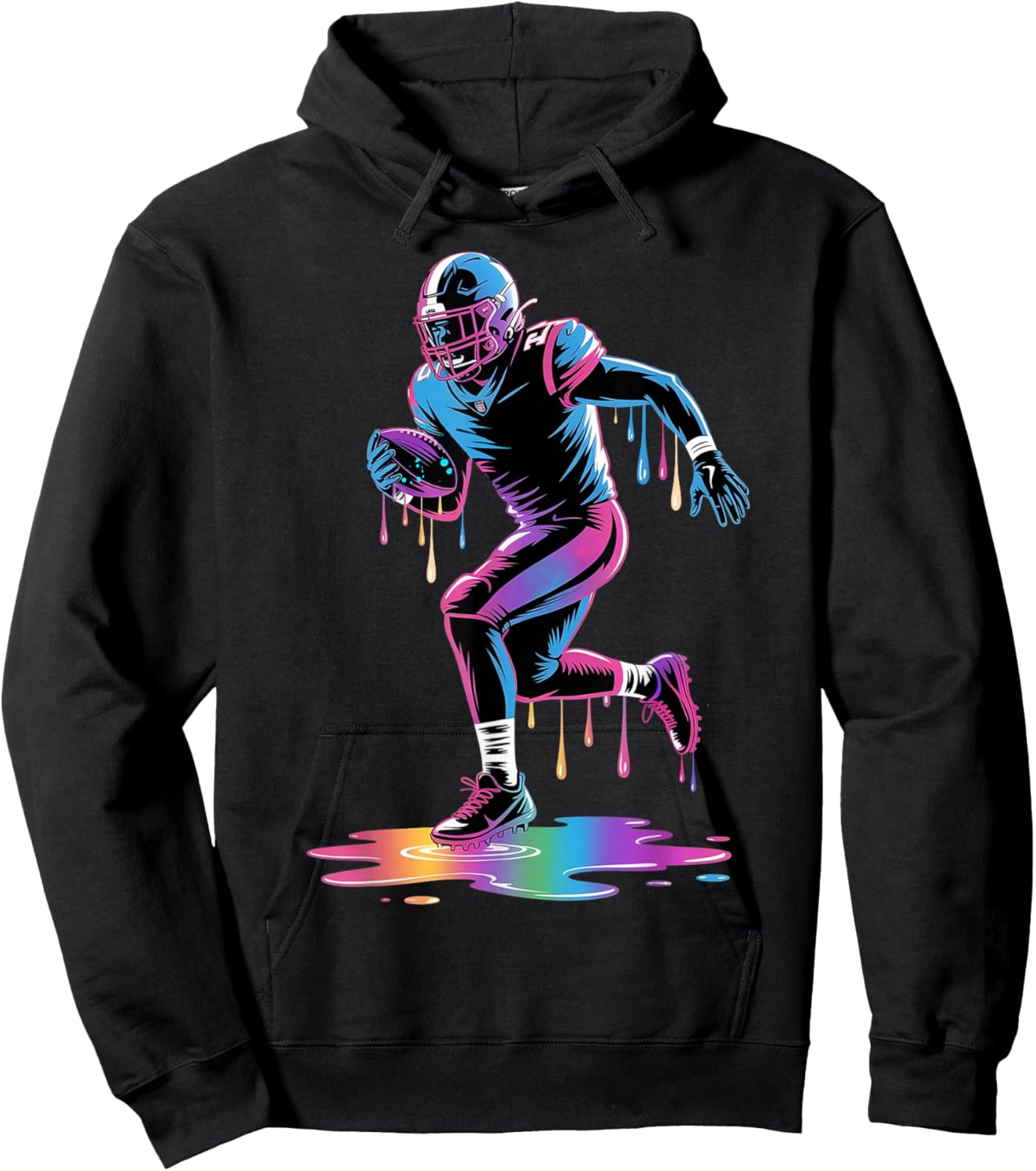 Football Drip Boy Youth Ice Cream Dripping Football Player Hoodie - Hoodie | Black