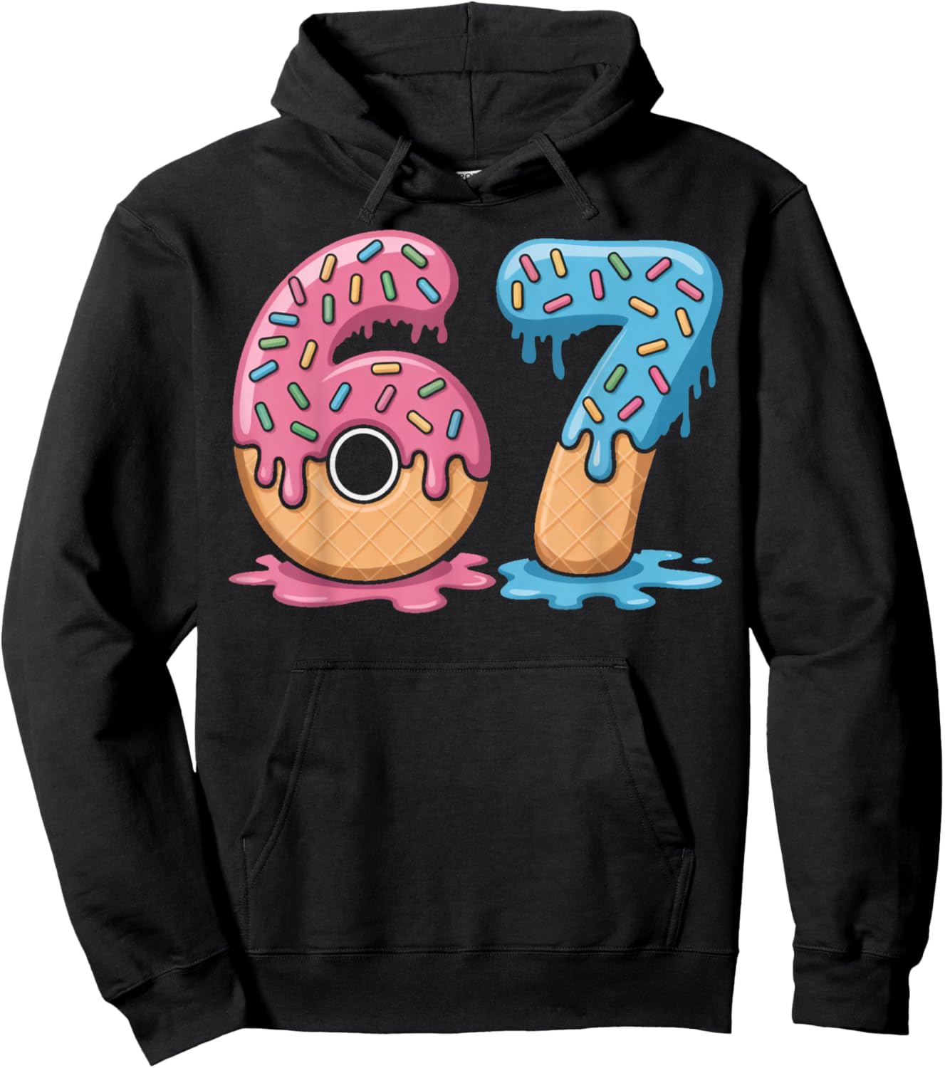 Ice Cream 67 Number 67th Sports Player Ice Cream Drip Hoodie - Hoodie | Black