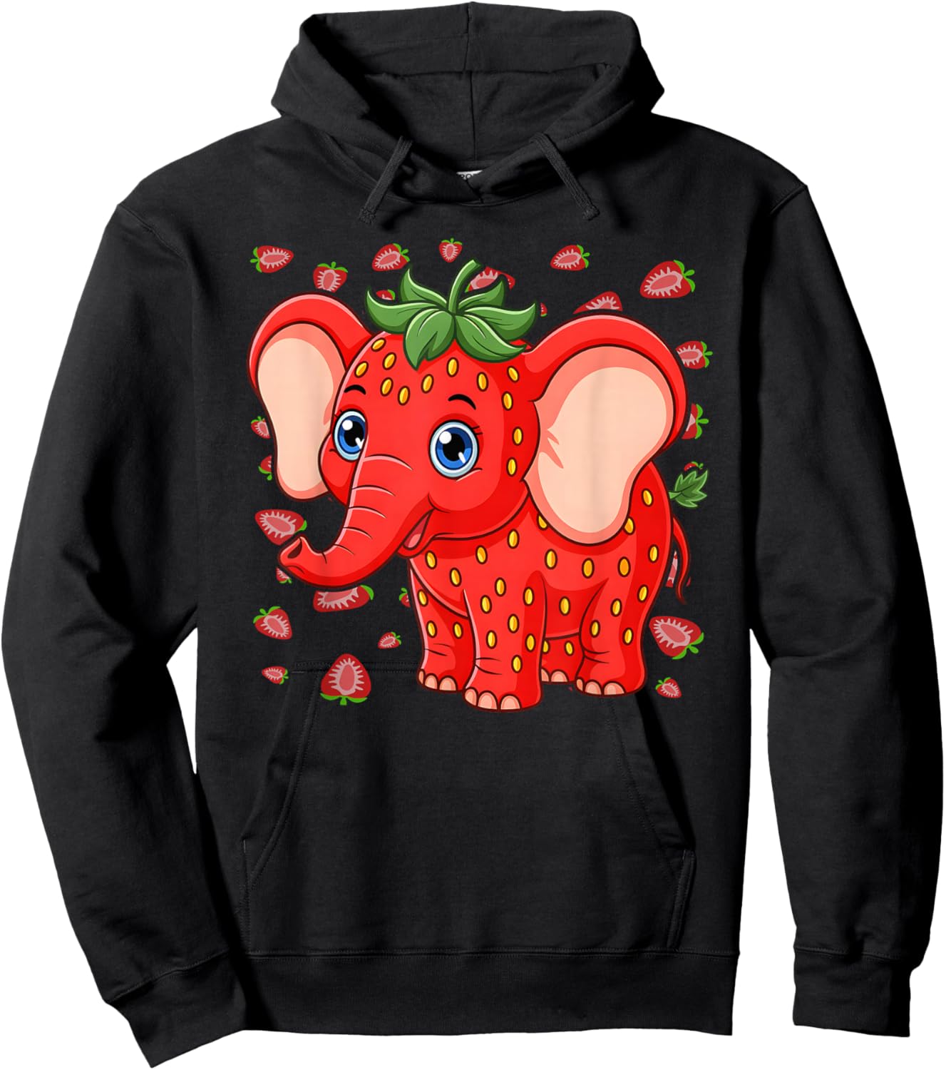 Funny Meme Kids Boys Strawberry Elephant Hoodie - Hoodie | Black