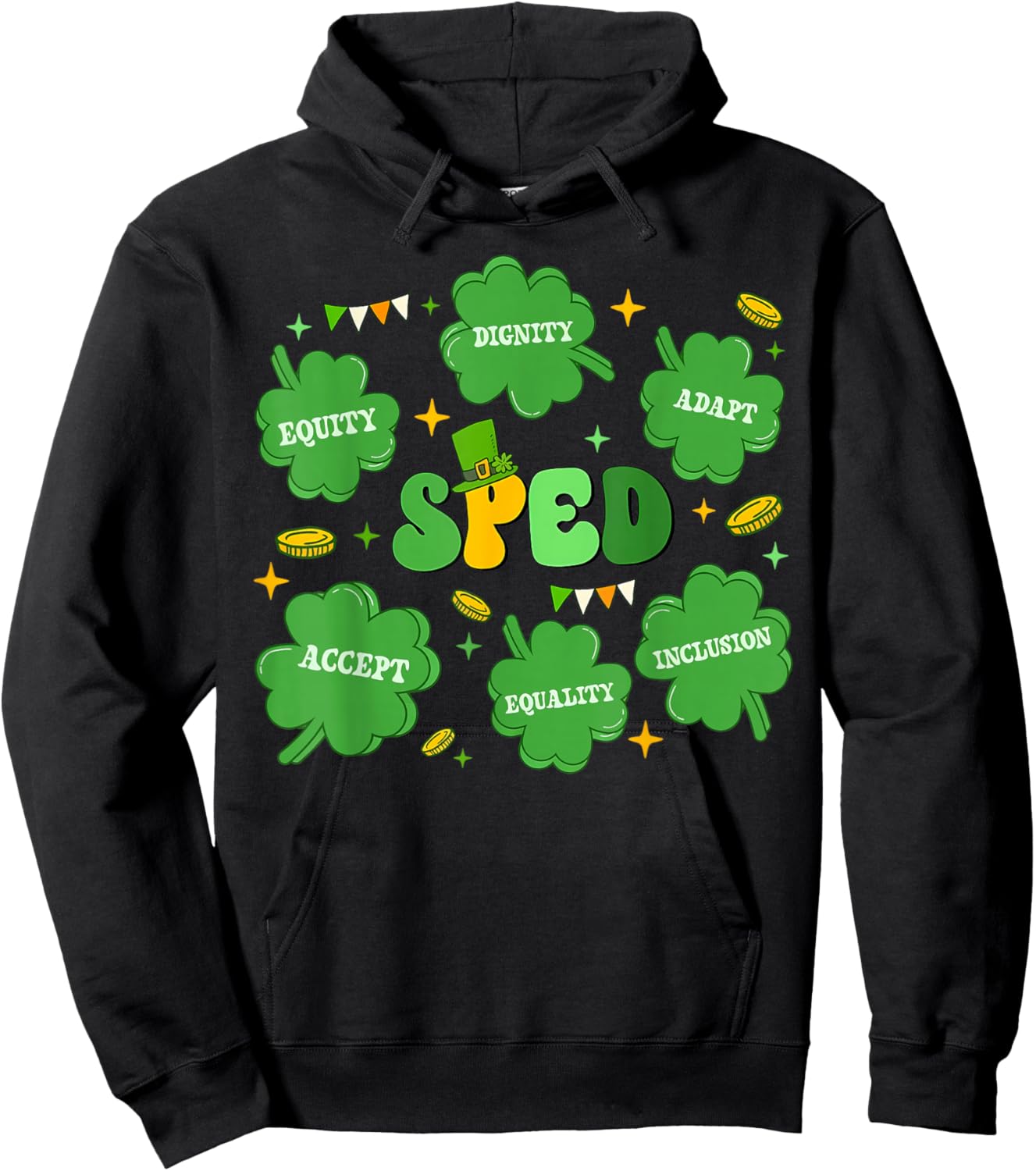 SPED Teacher Lucky Charm St Patricks Day Special Education Hoodie - Hoodie | Black