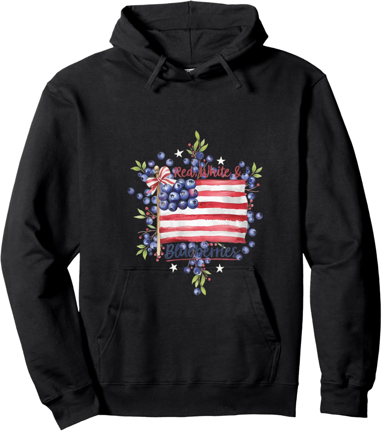 Red, White & Blueberries Funny Vintage Patriot USA Hoodie - Hoodie | Black