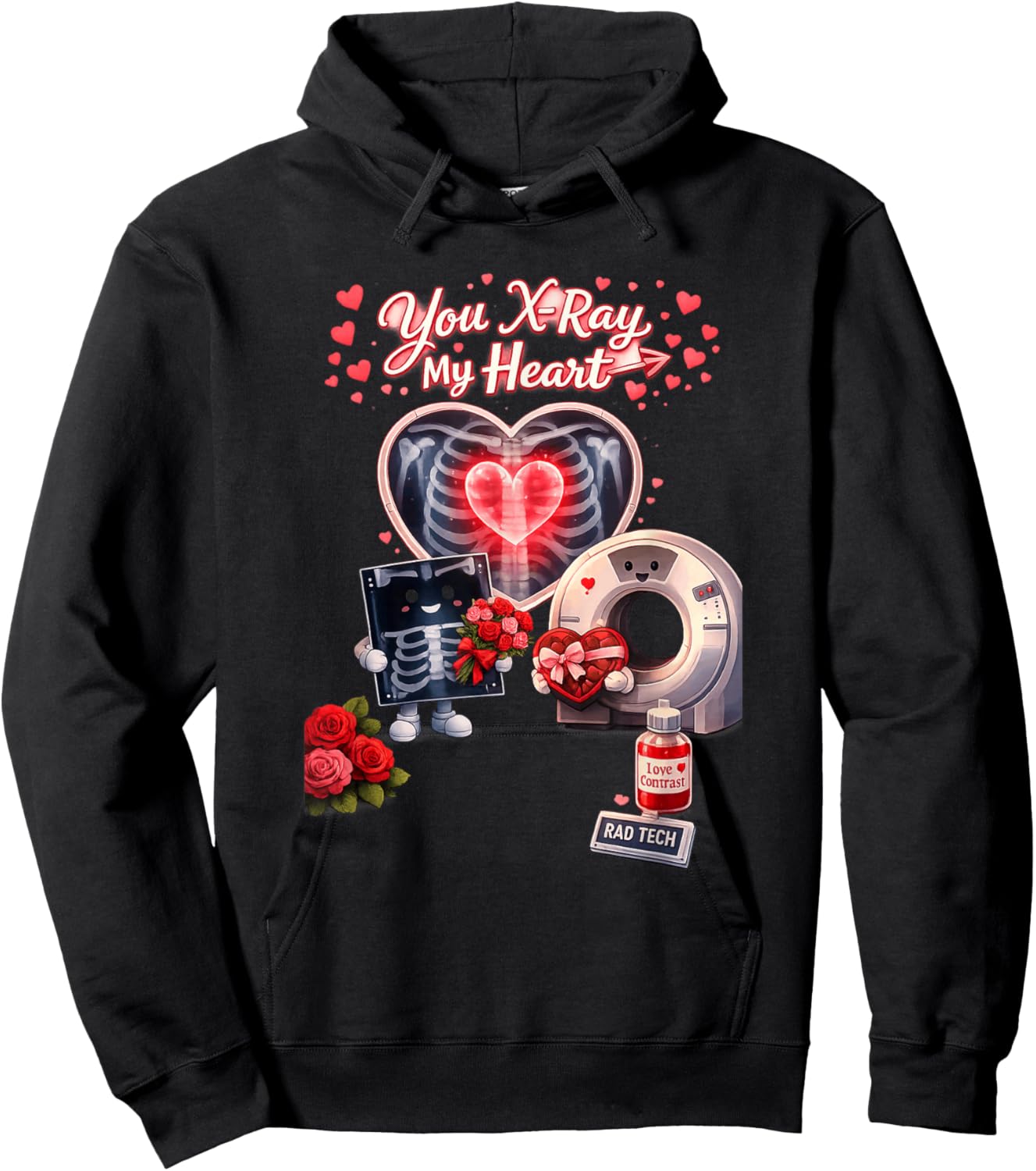 Be My Valentine Radiology Tech Hoodie - Hoodie | Black