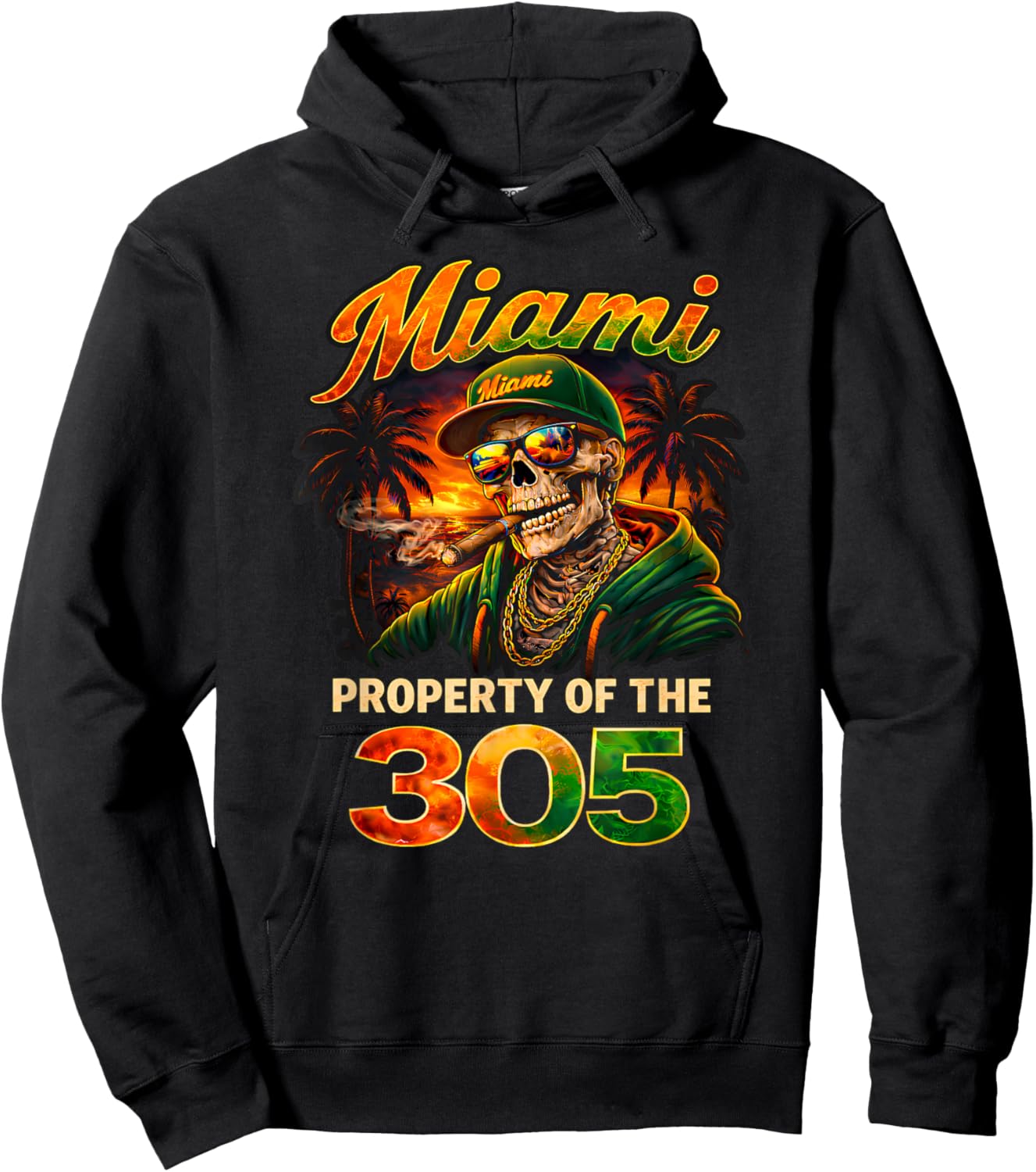 Miami Property 305 Streetwear Skeleton Urban Streetwear Hoodie - Hoodie | Black