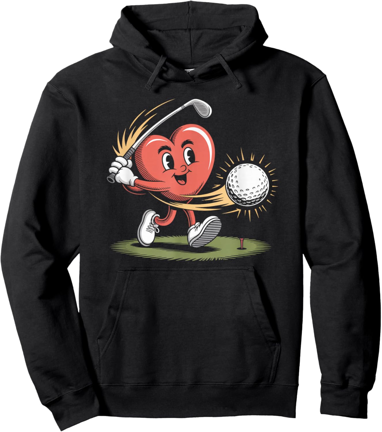 Funny Golf red Heart Valentine's Day Hoodie - Hoodie | Black