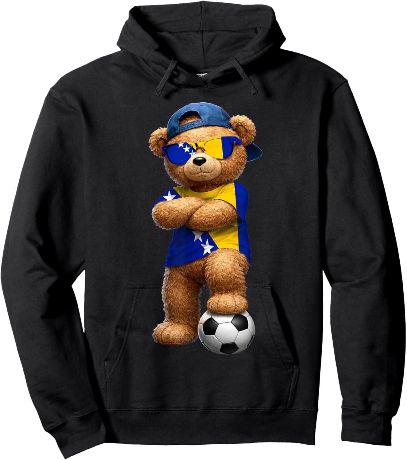 Bosnian Flag Teddy Player Sports Outfit for Bosnia Hoodie - Hoodie | Black