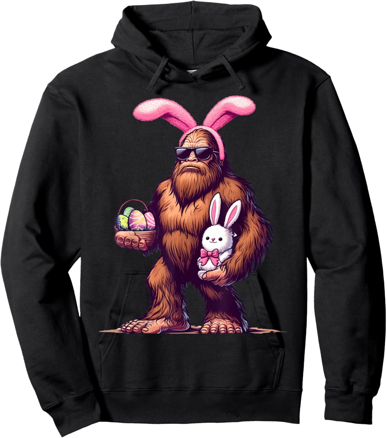 Bigfoot Bunny Easter Day Sasquatch Boys Men Funny Costume Hoodie - Hoodie | Black