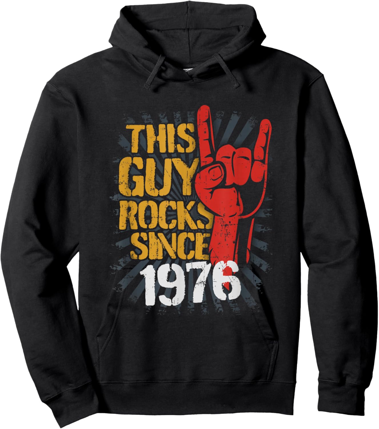 50th Birthday Born in Guy Rocks Since 1976 Hoodie - Hoodie | Black