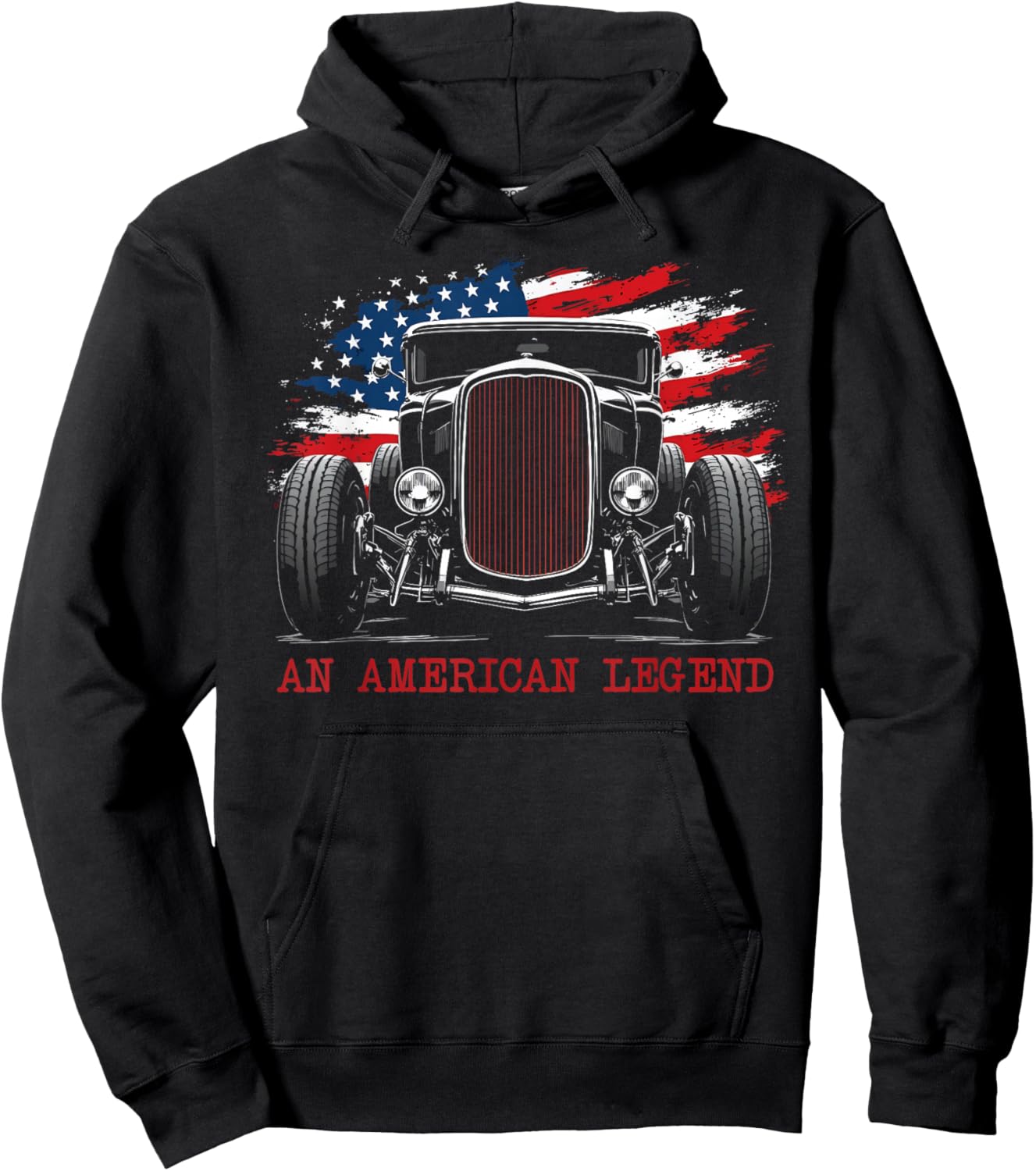 an American Legend Deuce Coupe 1932 Classic Hot Rod Grill Hoodie - Hoodie | Black