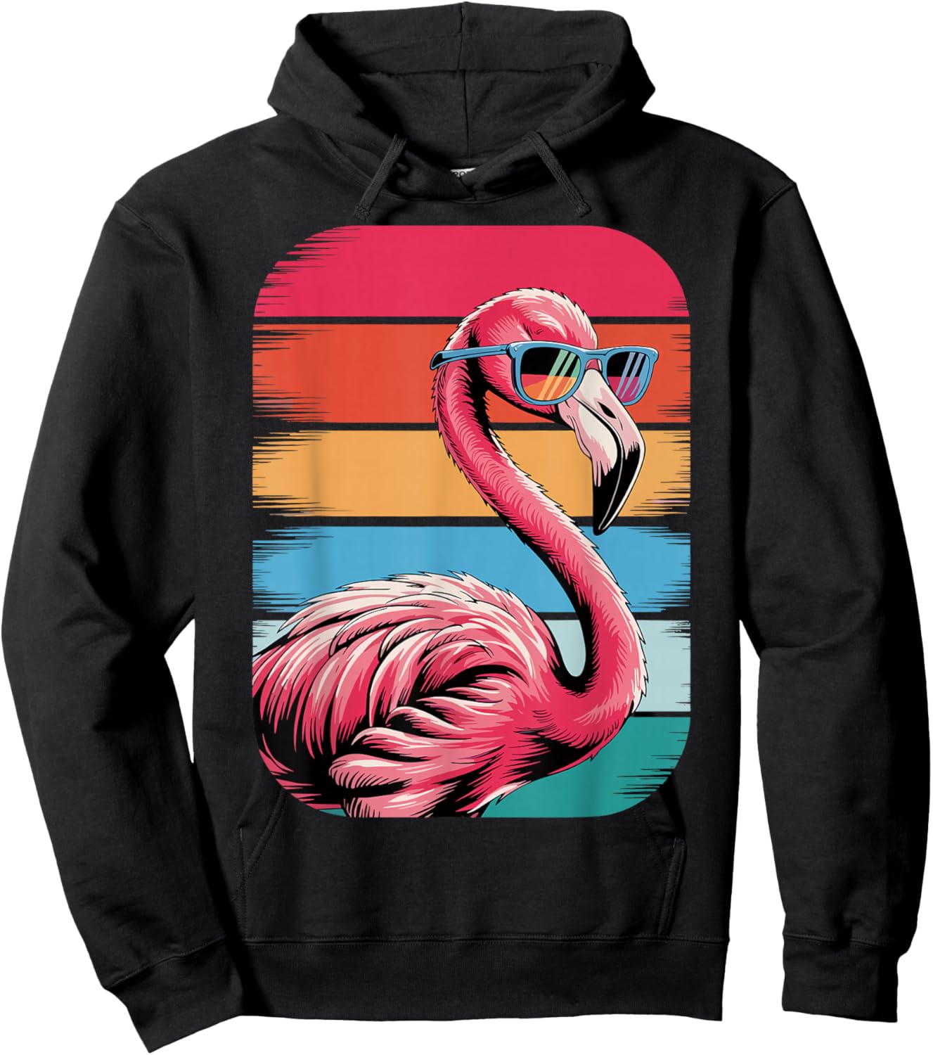 Retro Flamingo Sunset Tropical Hoodie - Hoodie | Black