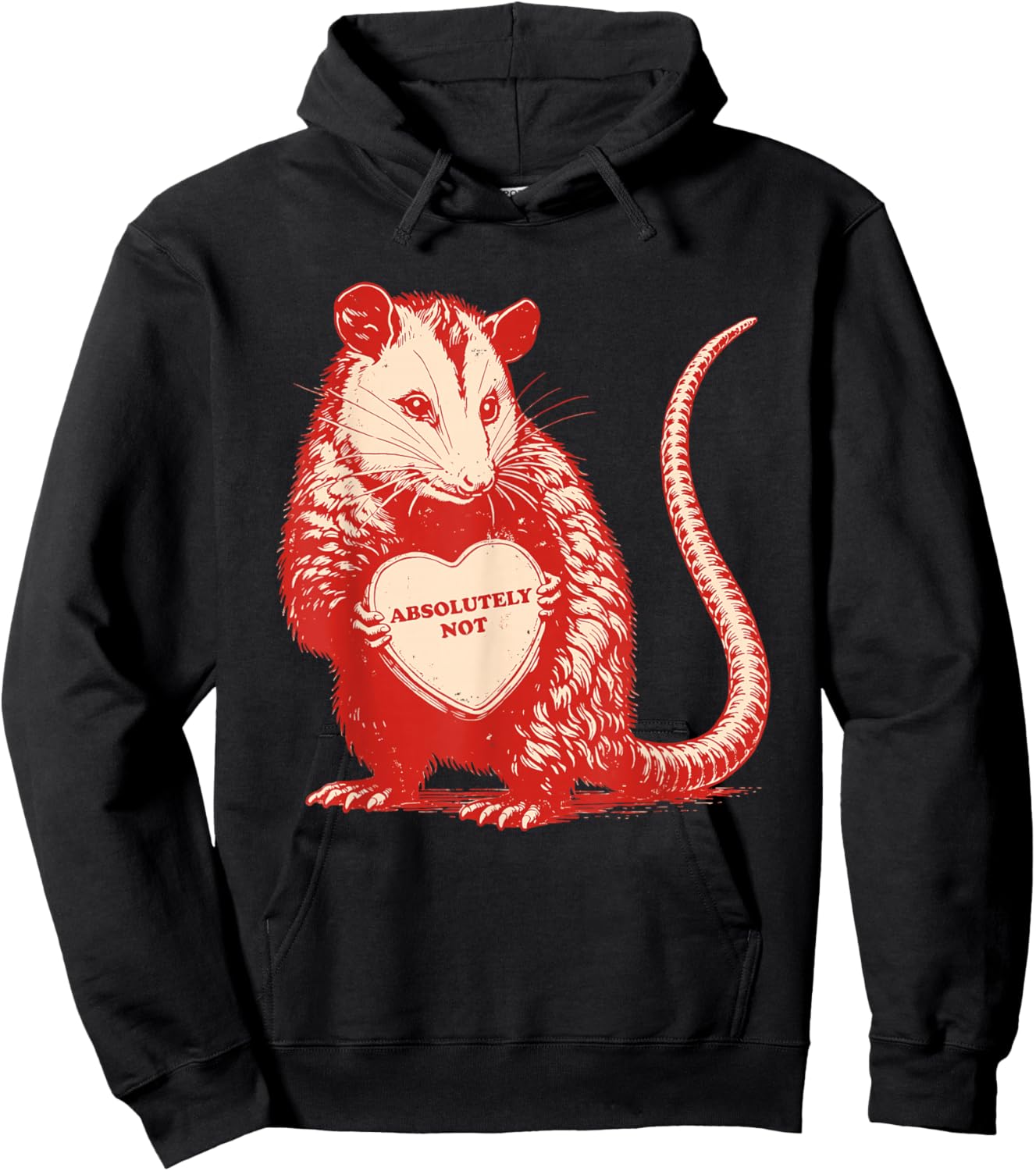 Funny Opossum Absolutely Not Valentine Graphic Hoodie - Hoodie | Black