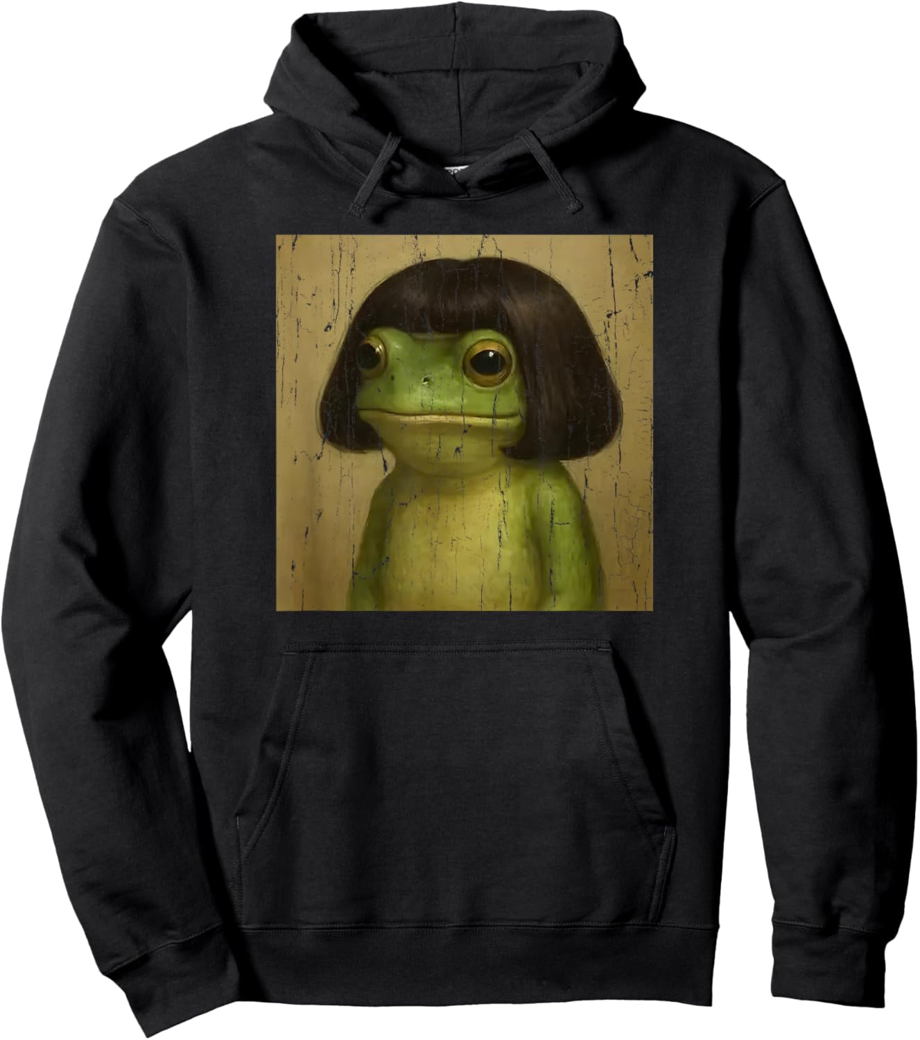 Frog Face with Bob Haircut Meme Hoodie - Hoodie | Black