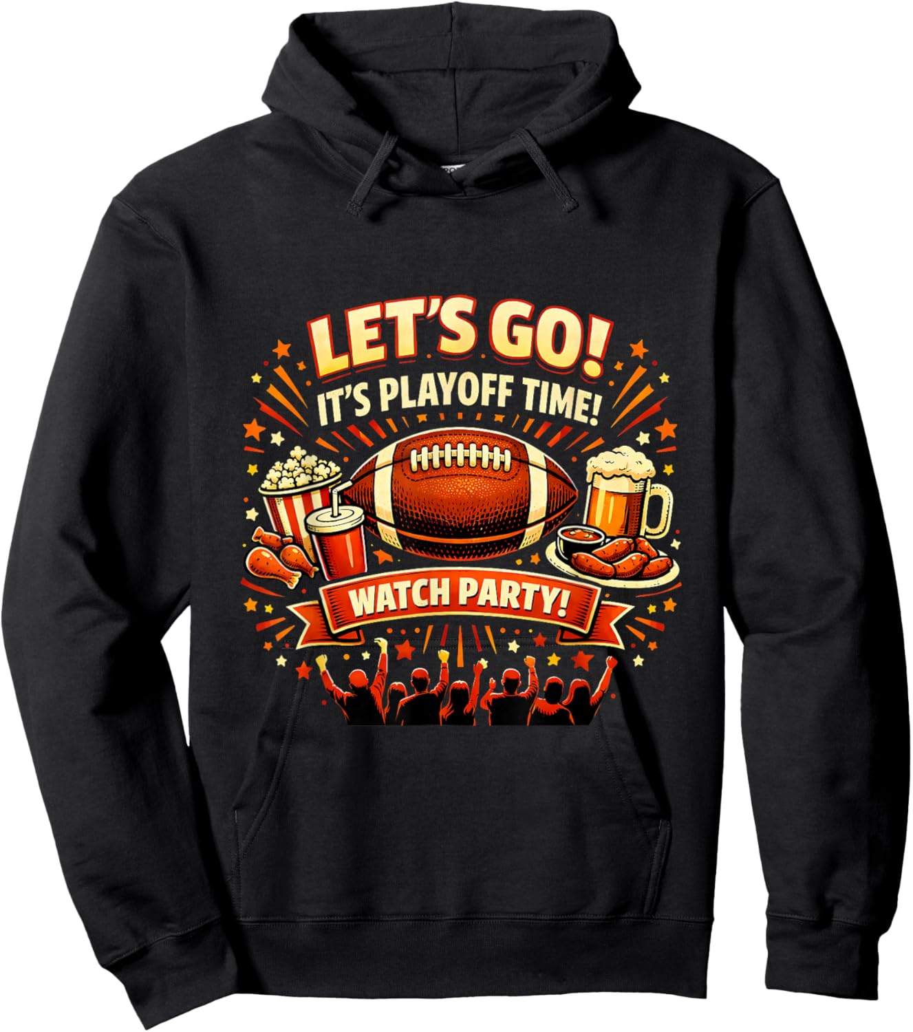 Playoff Game Day Football Friends Snacks Watch Party 2026 Hoodie - Hoodie | Black