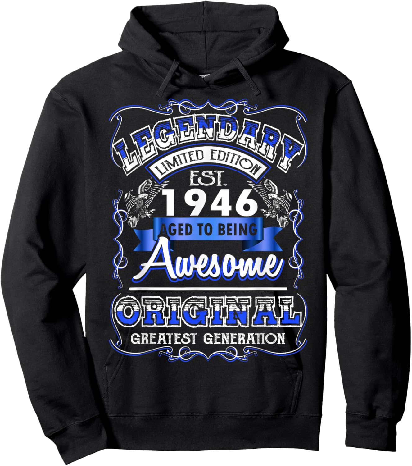 80th Birthday Gift Legendary Est. 1946 80 Years Old Hoodie - Hoodie | Black