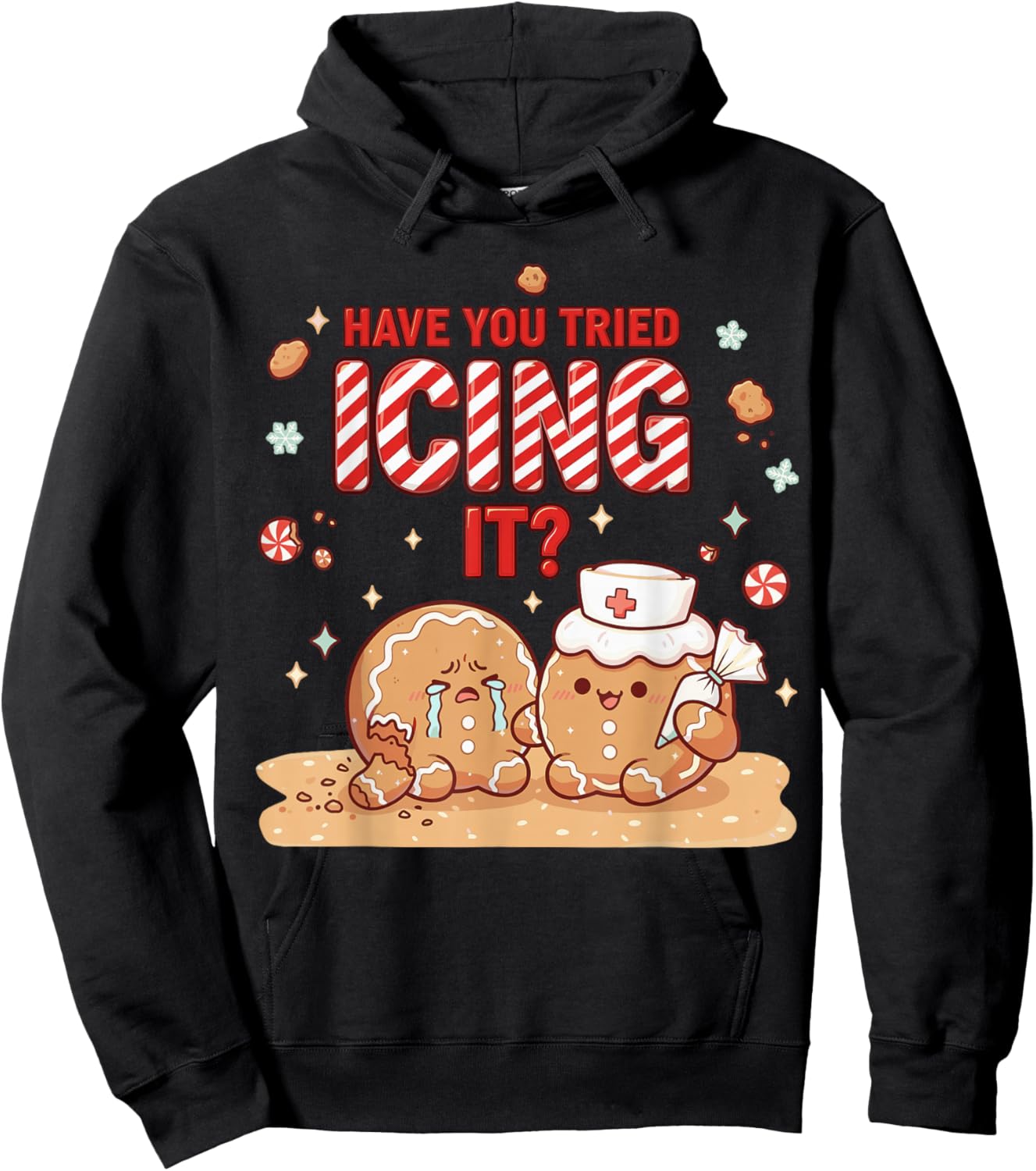 Nurse Gingerbread Man Costume, Xmas Have You Tried Icing It Hoodie - Hoodie | Black