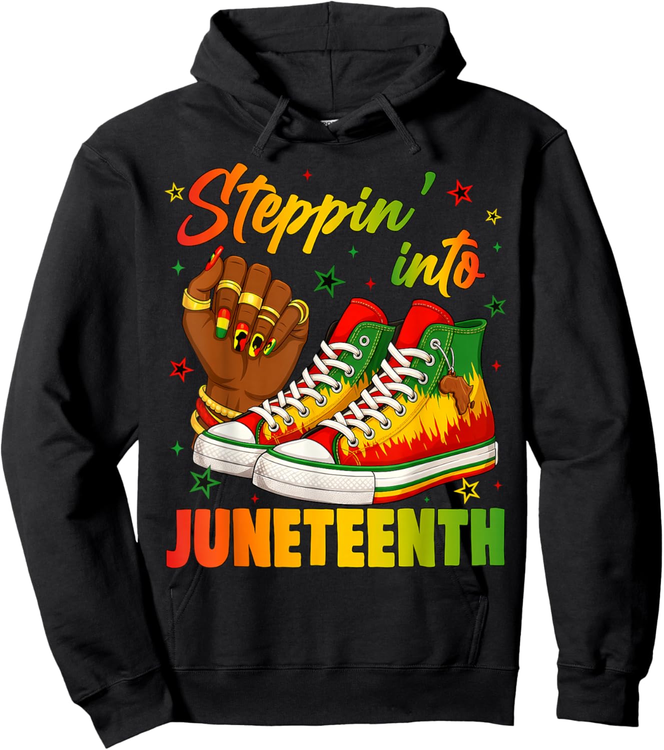 Steppin' Into Juneteenth Black History Month Black Sneakers Hoodie - Hoodie | Black