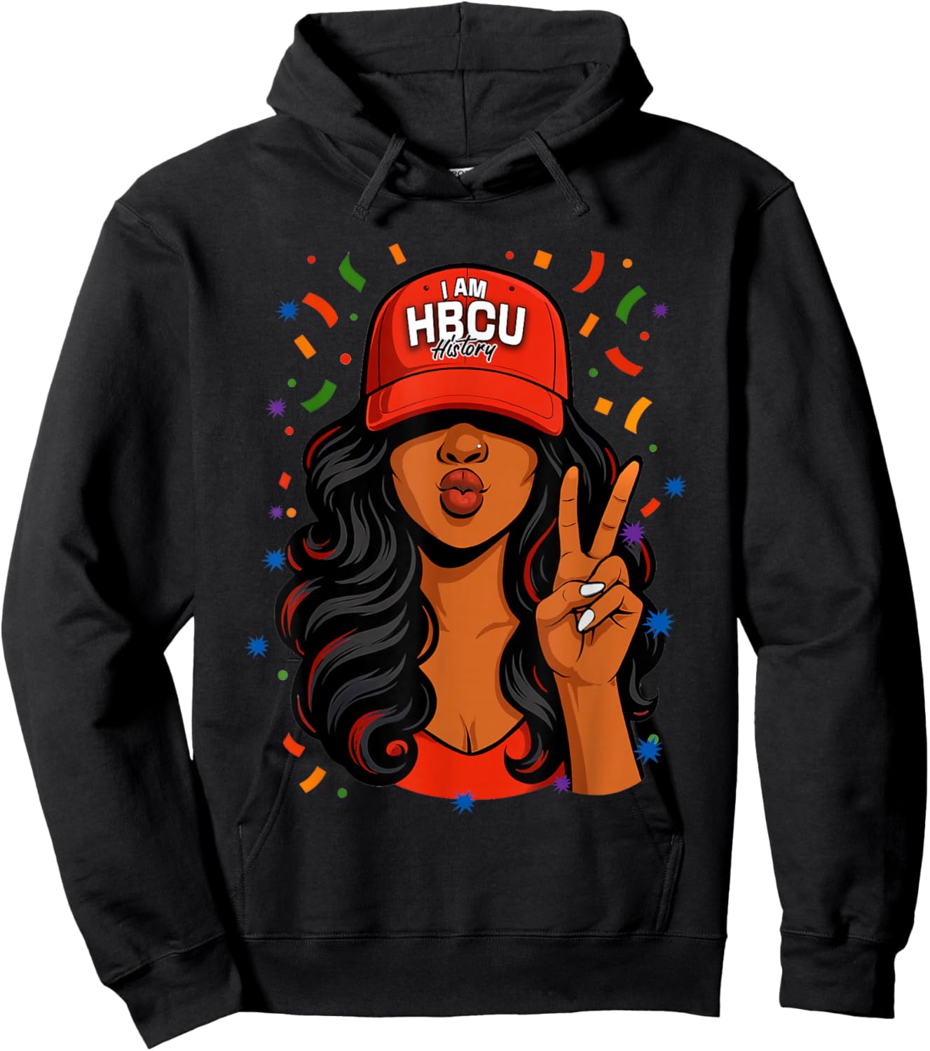 I Am HBCU Black History Month Black Woman Red Hat Hoodie - Hoodie | Black
