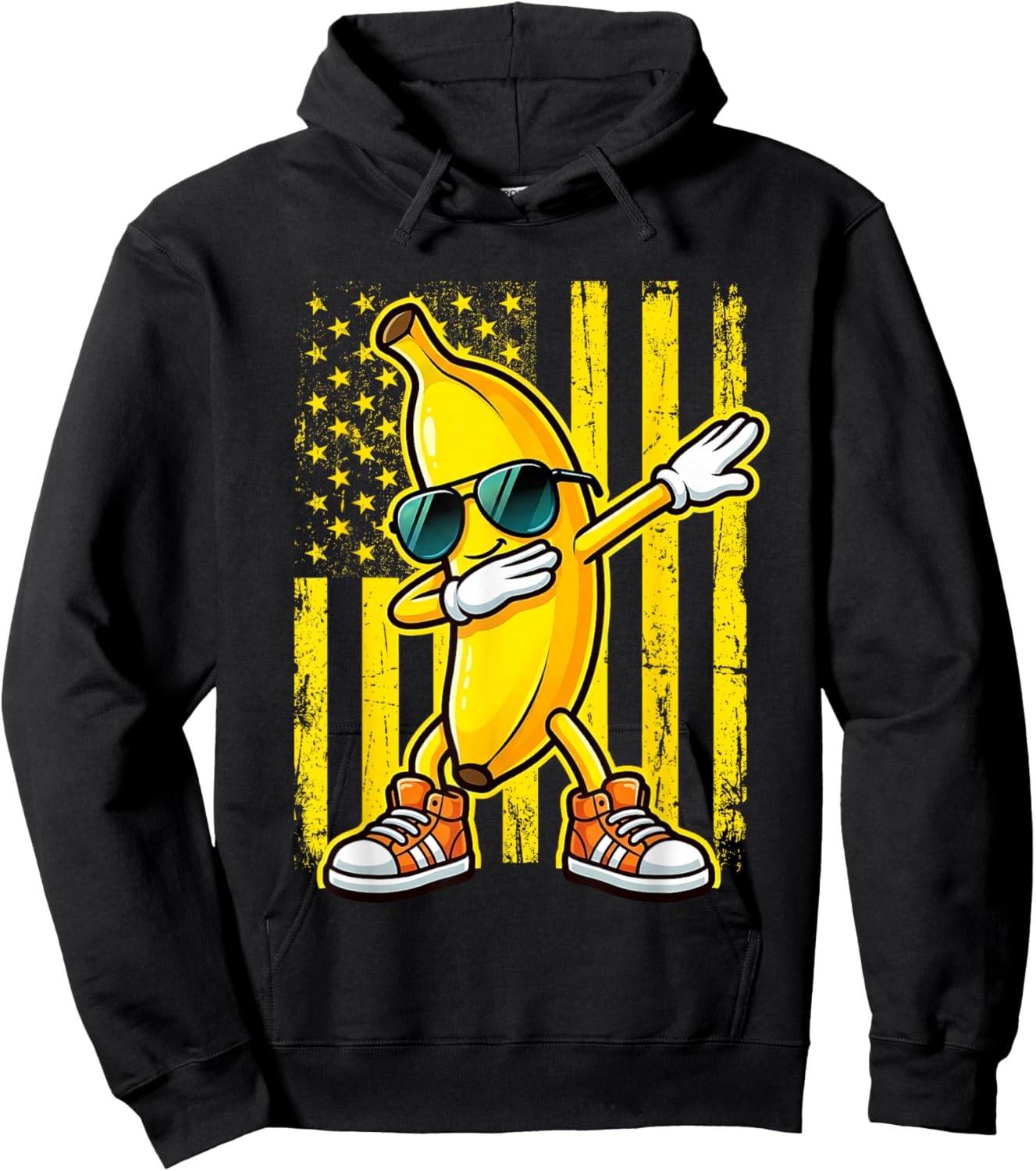 Dabbing Banana USA American Flag Patriotic Banana Lover Kids Hoodie - Hoodie | Black