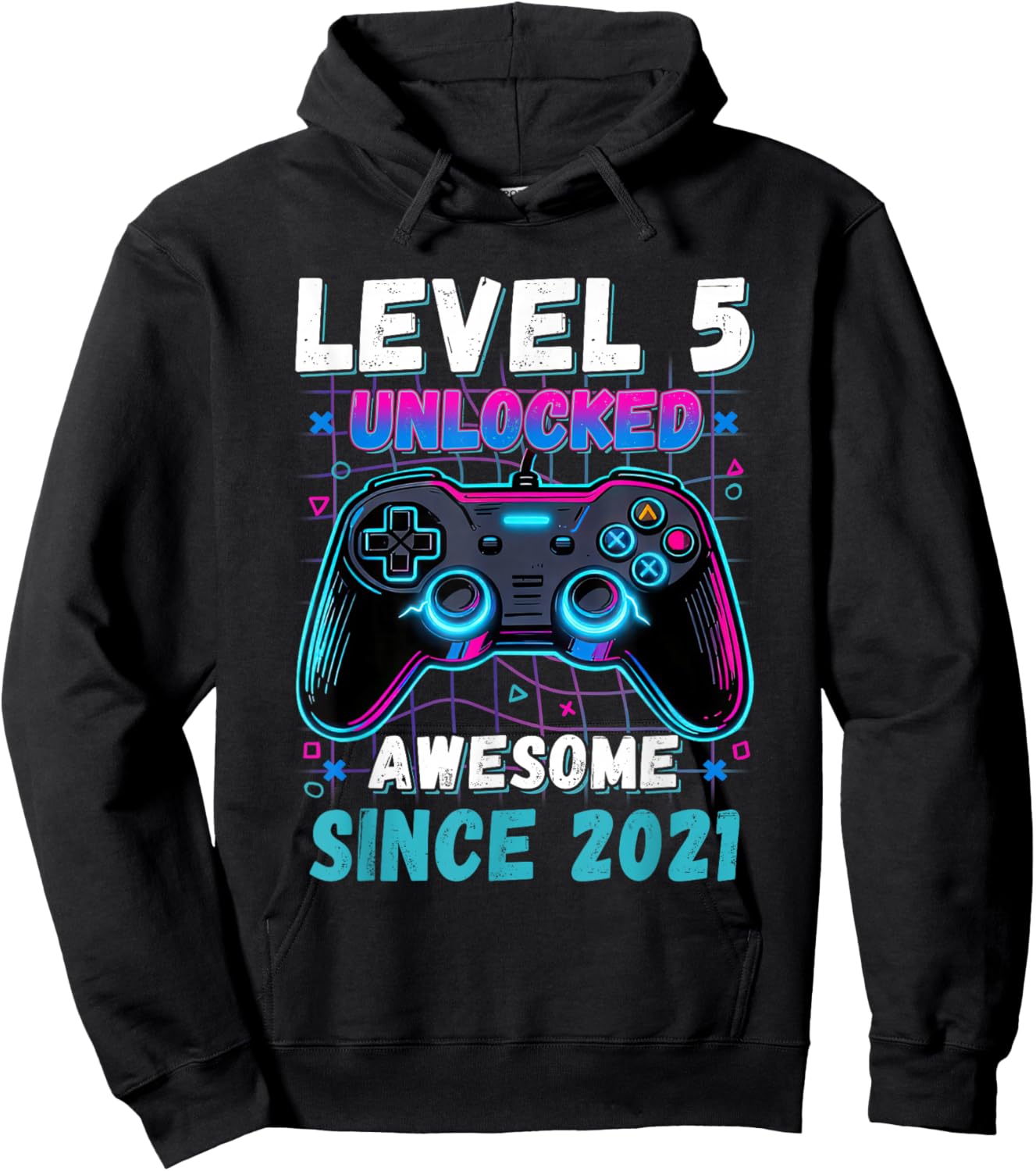 Level 5 Unlocked Awesome Since 2021 Fifth 5th Birthday Boys Hoodie - Hoodie | Black