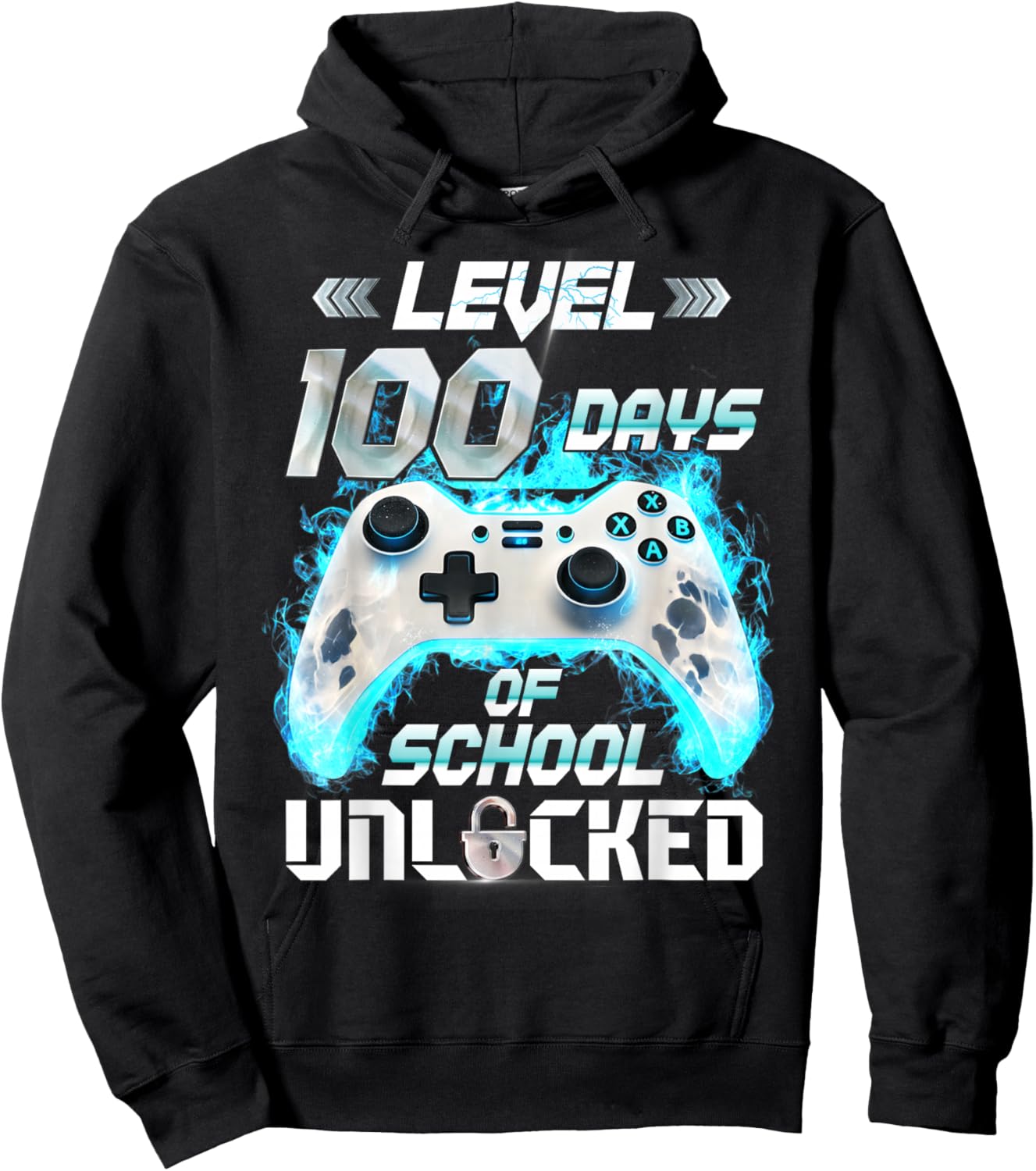 Level 100 Days of School Unlocked Video Gamer Hoodie - Hoodie | Black