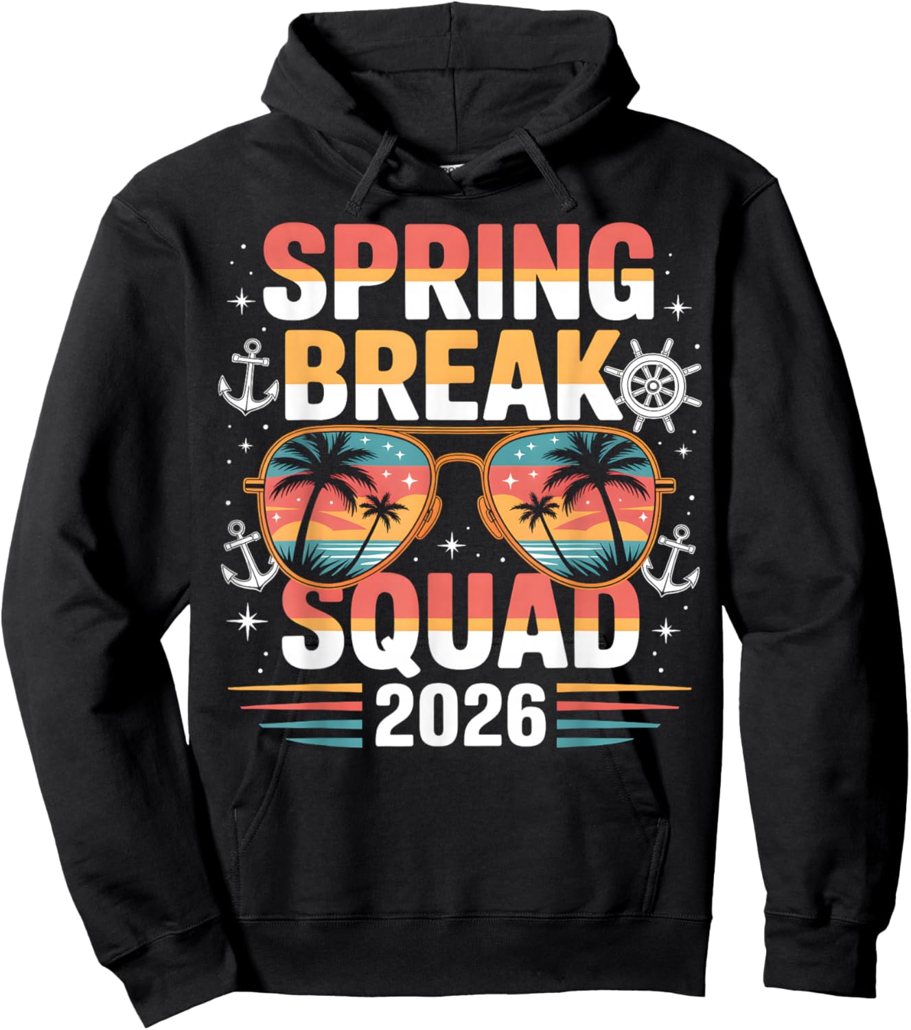 Spring Break Squad 2026 Cruise Vacation Sunglasses Beach Hoodie - Hoodie | Black