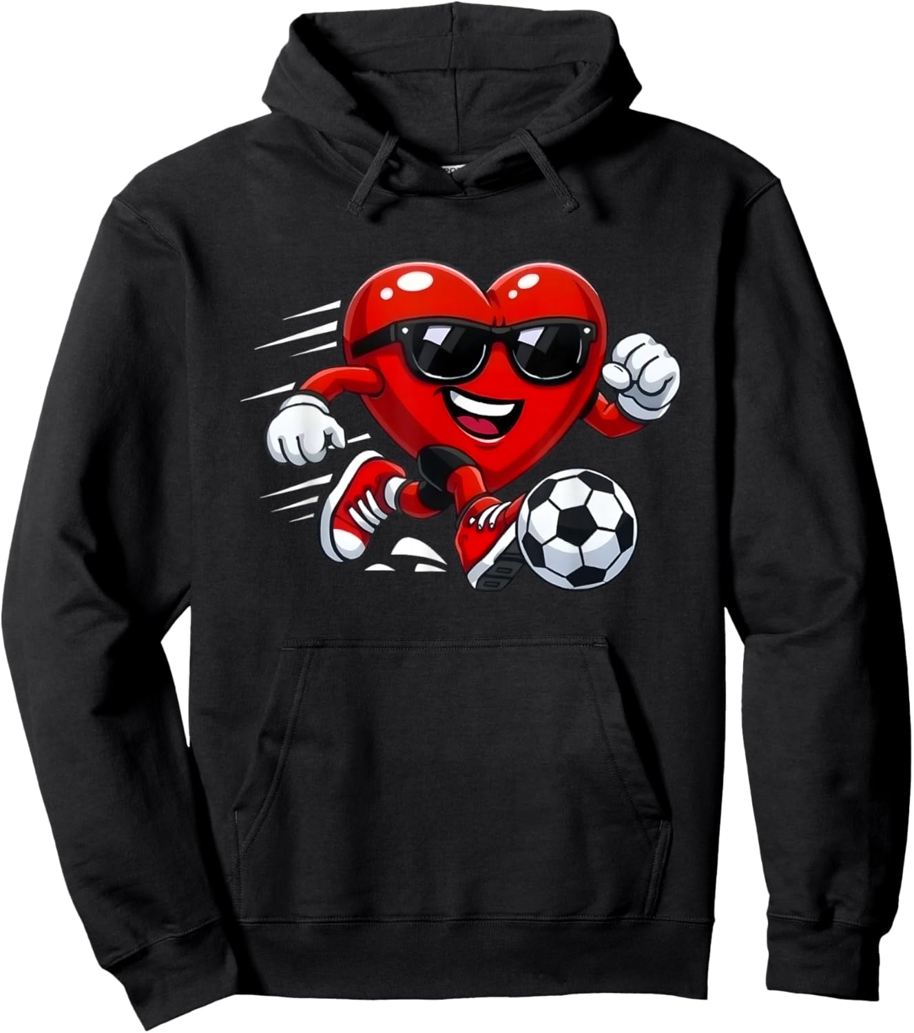 Valentine Soccer Heart Drip Sport Love Valentines Day Boys Hoodie - Hoodie | Black