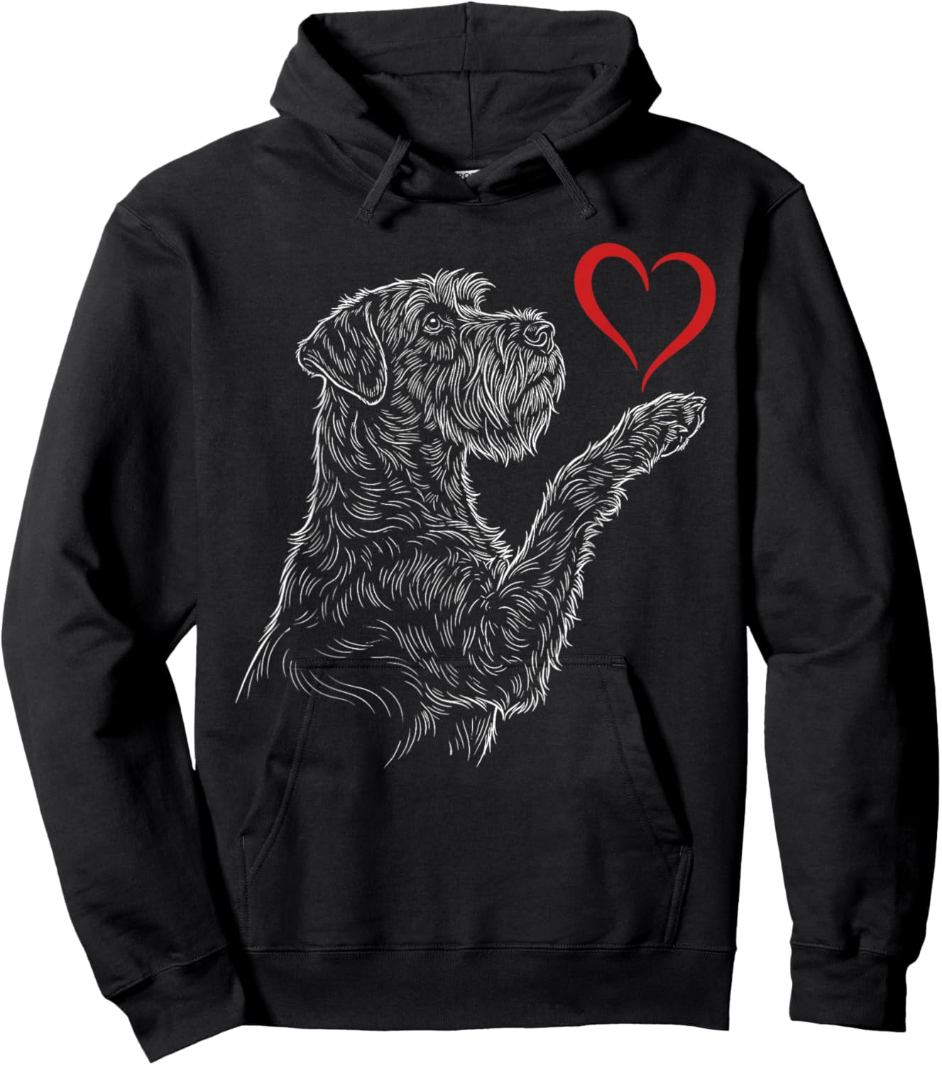 Schnauzer Lover Dog Art Holding Heart Valentines Hoodie - Hoodie | Black
